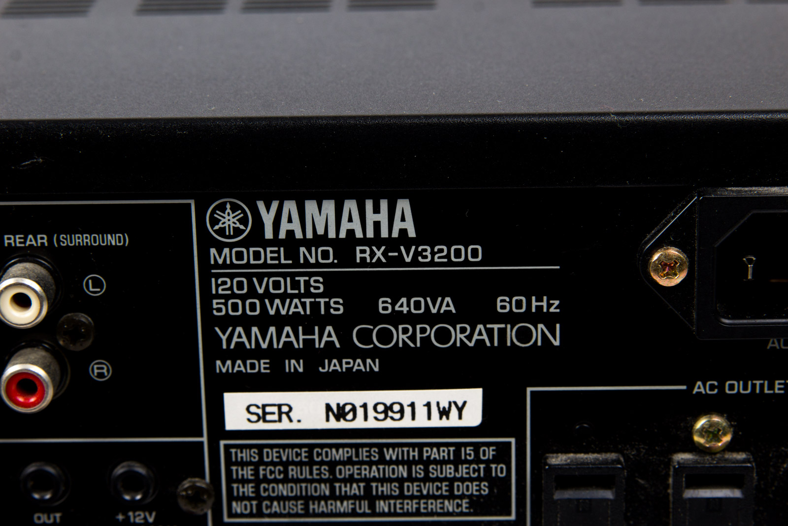 Yamaha Natural Sound AV Receiver RX-V3200