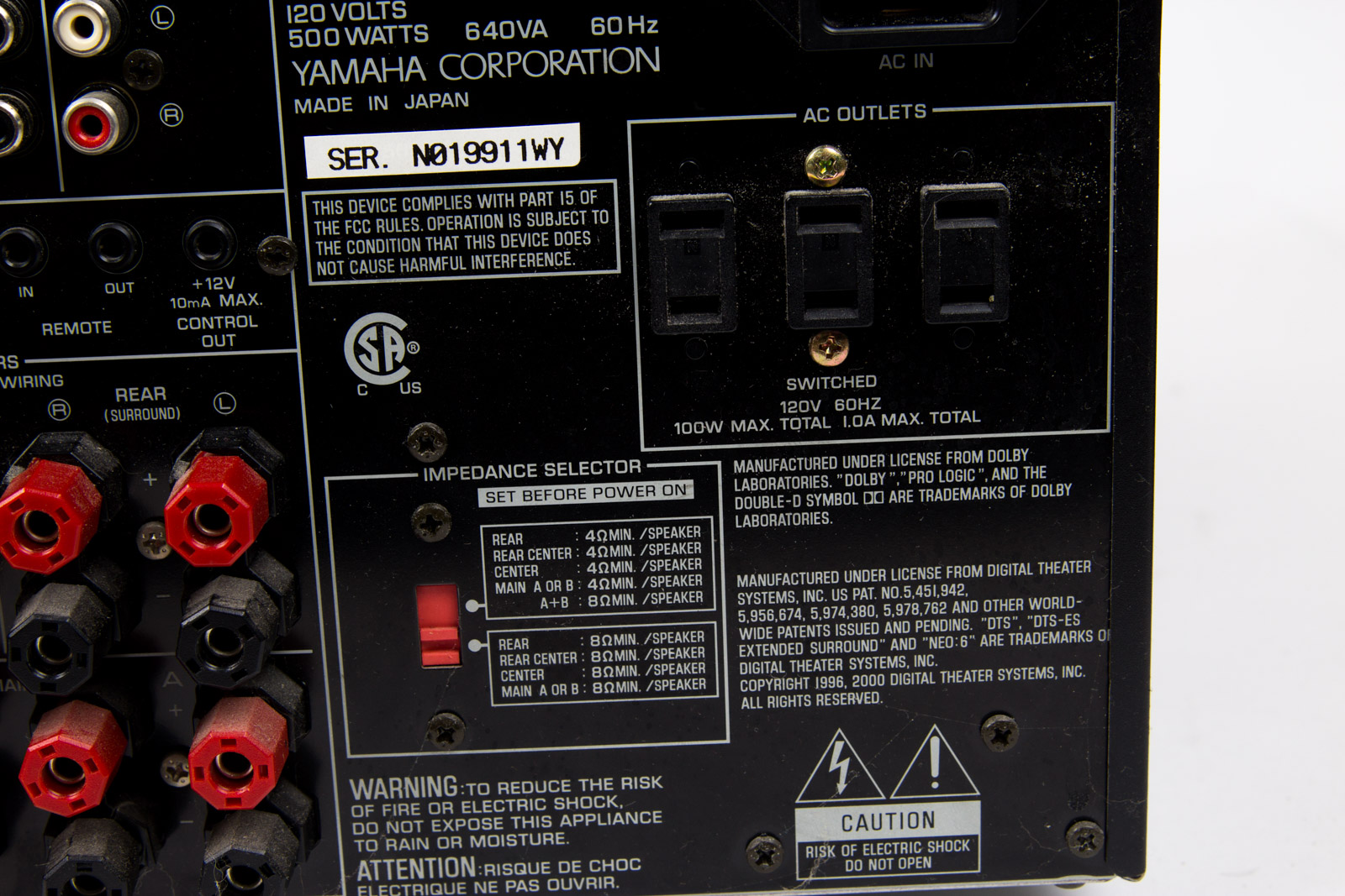 Yamaha Natural Sound AV Receiver RX-V3200