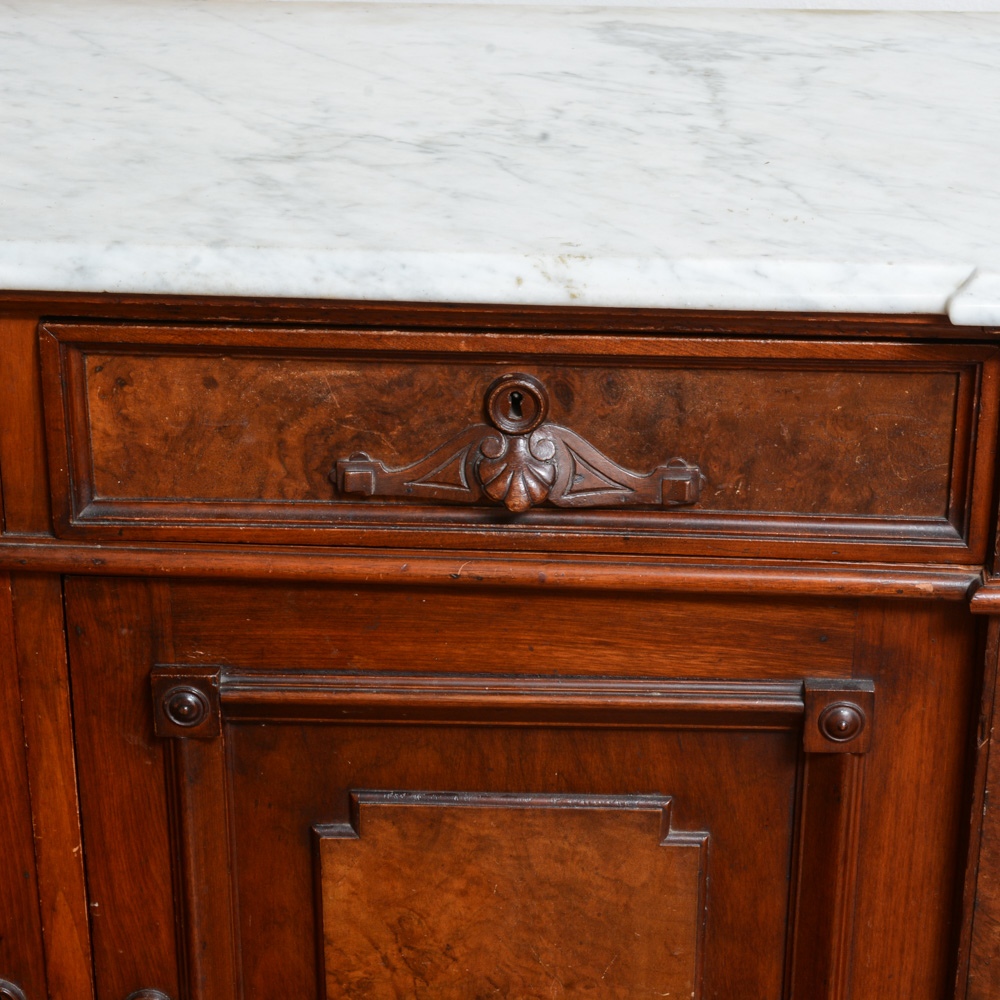Antique American Walnut Marble Top Sideboard