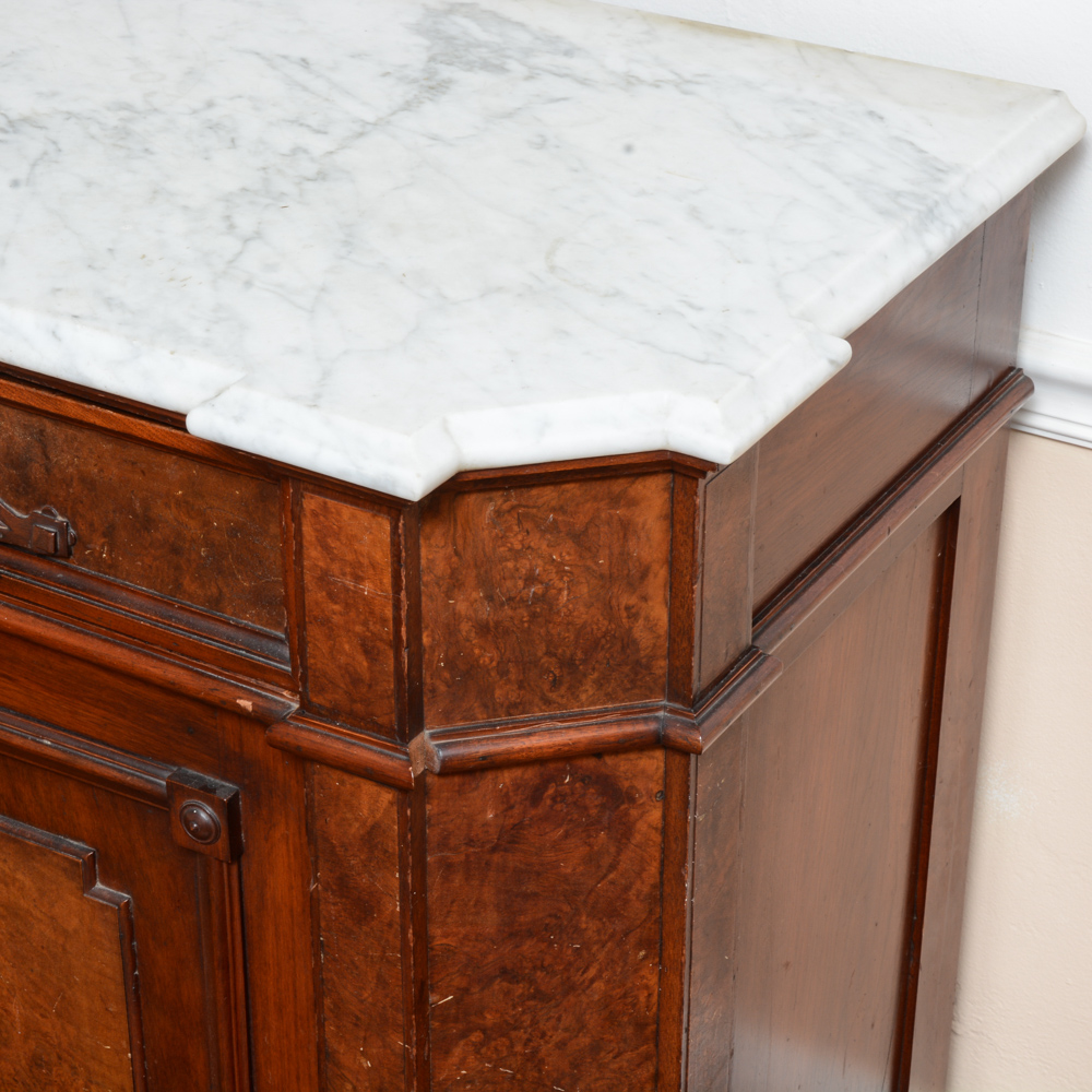 Antique American Walnut Marble Top Sideboard