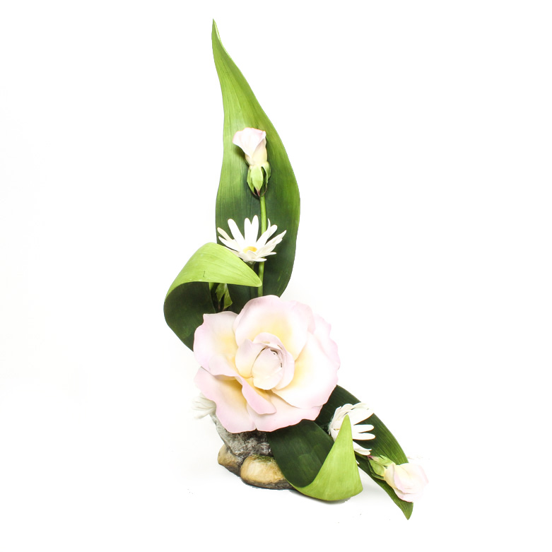 Boehm Vintage Limited Edition Porcelain Sculpture "Peach Rose with Daisies"