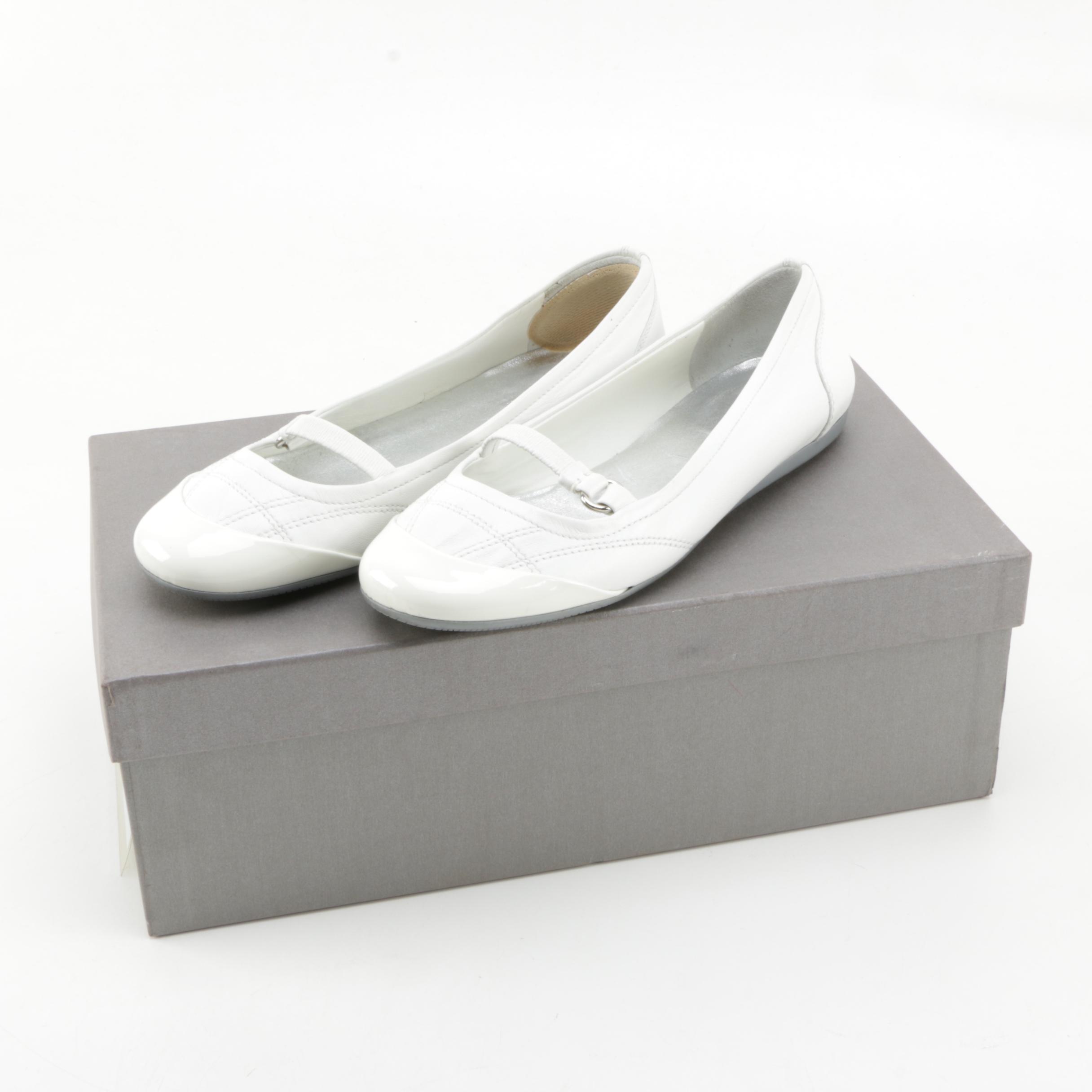 Prada Sport White Leather Flats