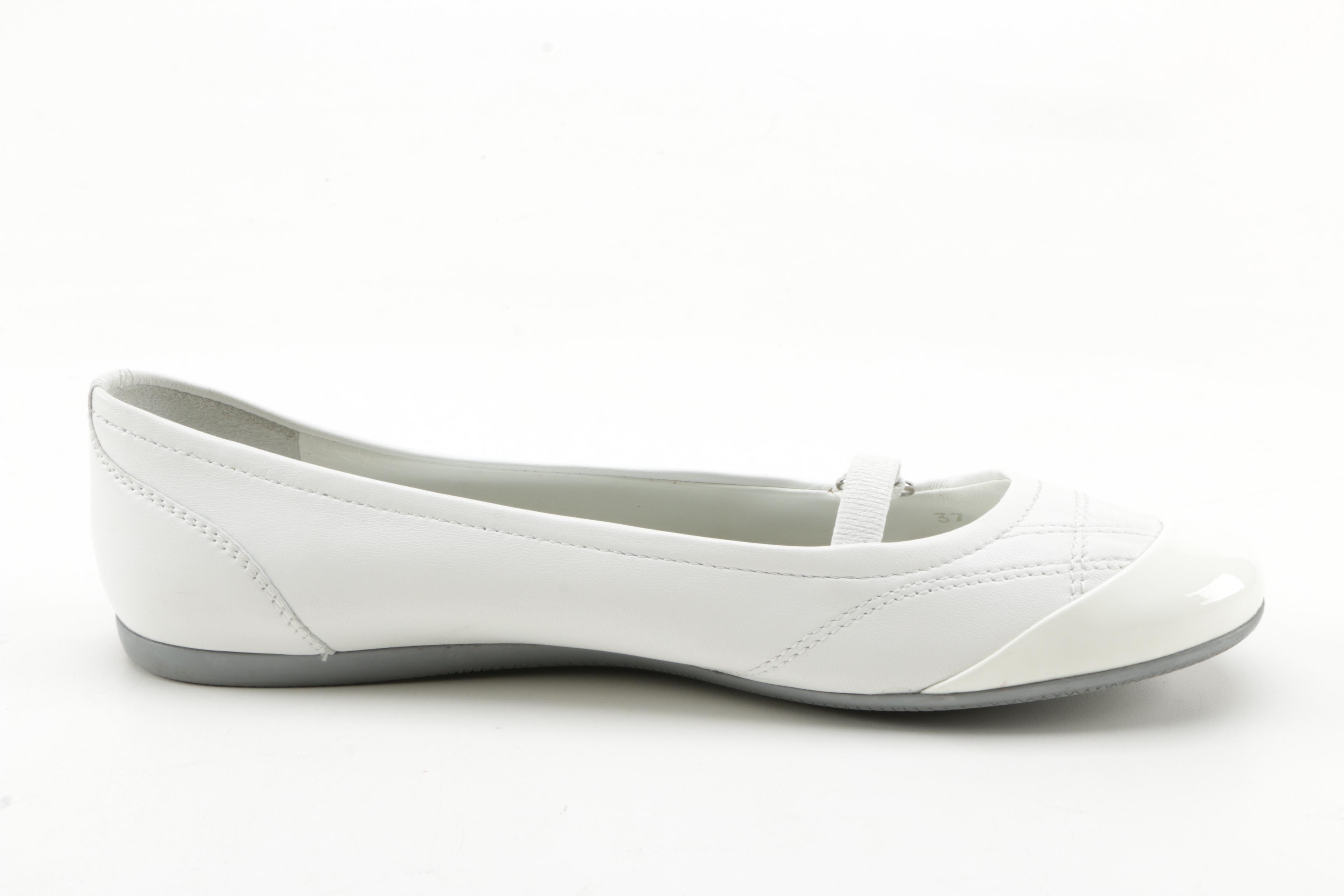 Prada Sport White Leather Flats