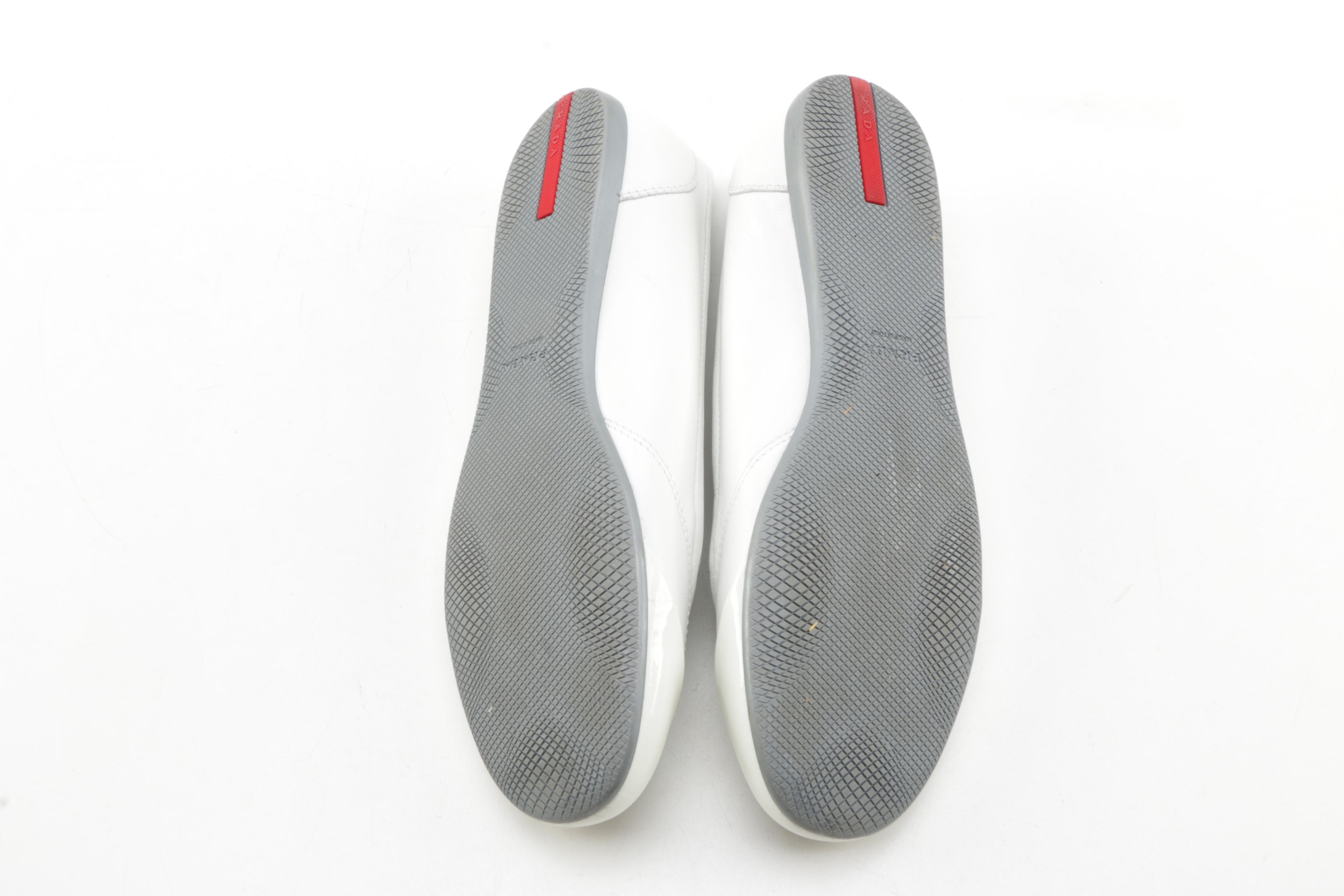 Prada Sport White Leather Flats