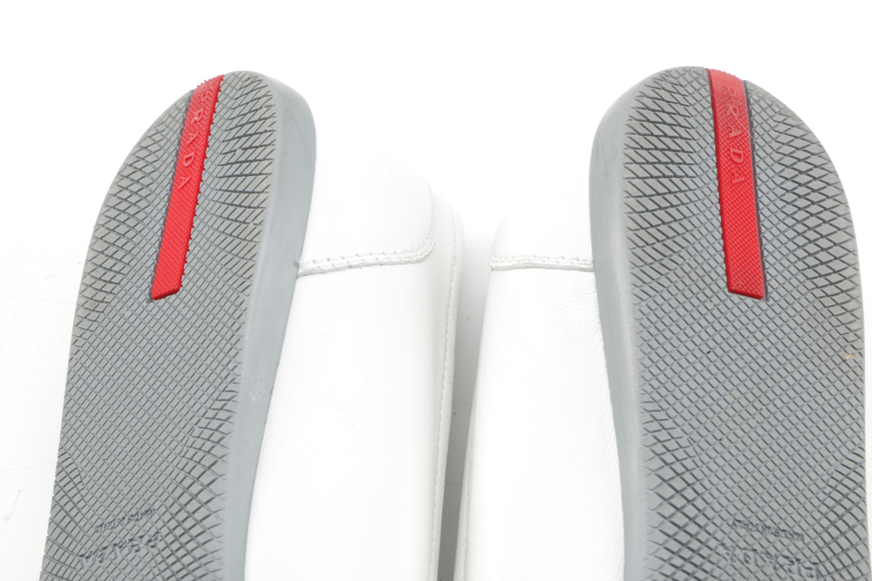 Prada Sport White Leather Flats