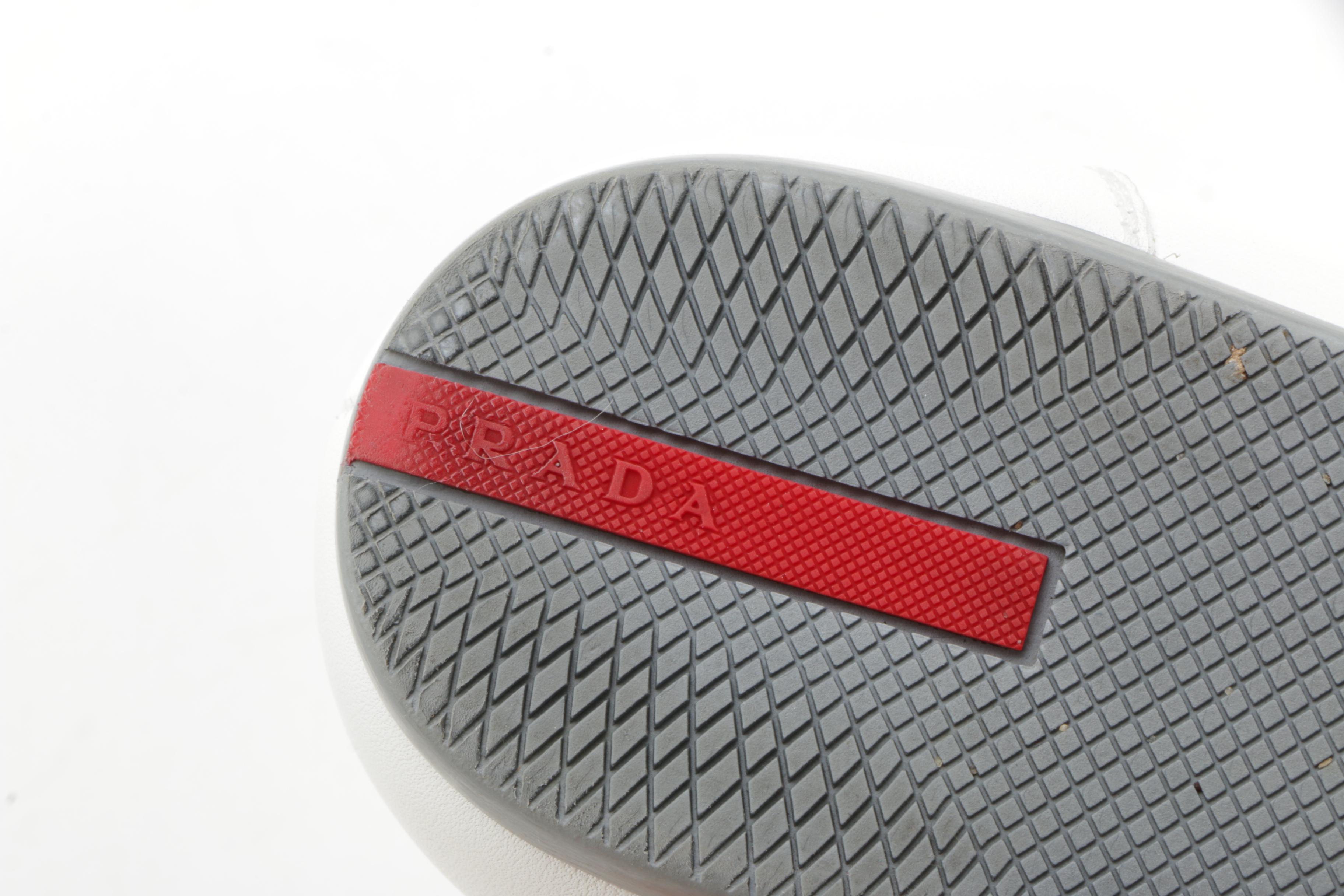 Prada Sport White Leather Flats