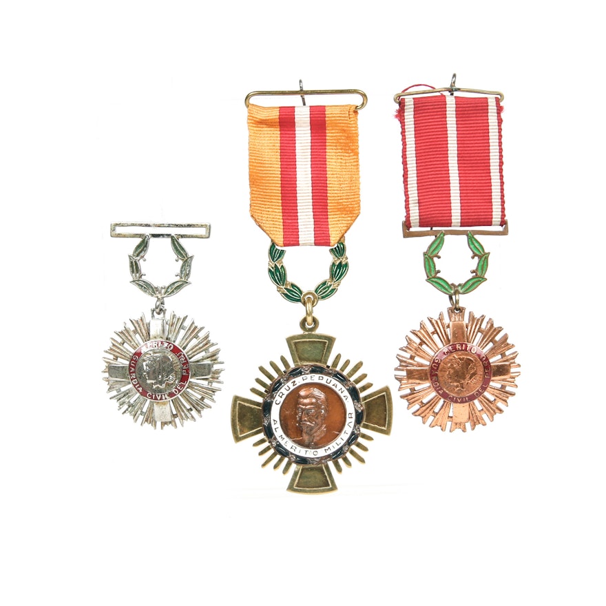 Peruvian Cross of Military Merit with two Civil Guard Merit Medals