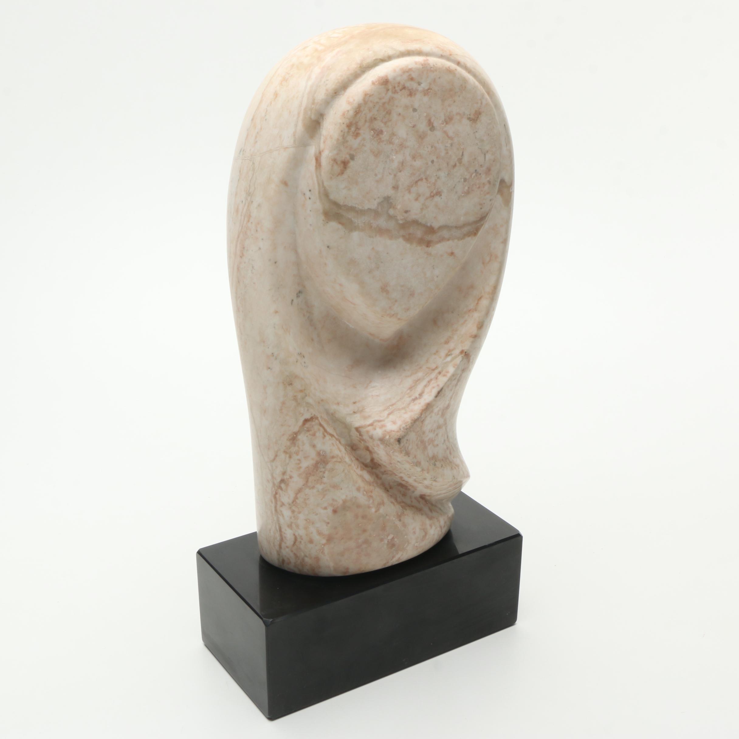 Pink Marble Statue of Abstract Bust