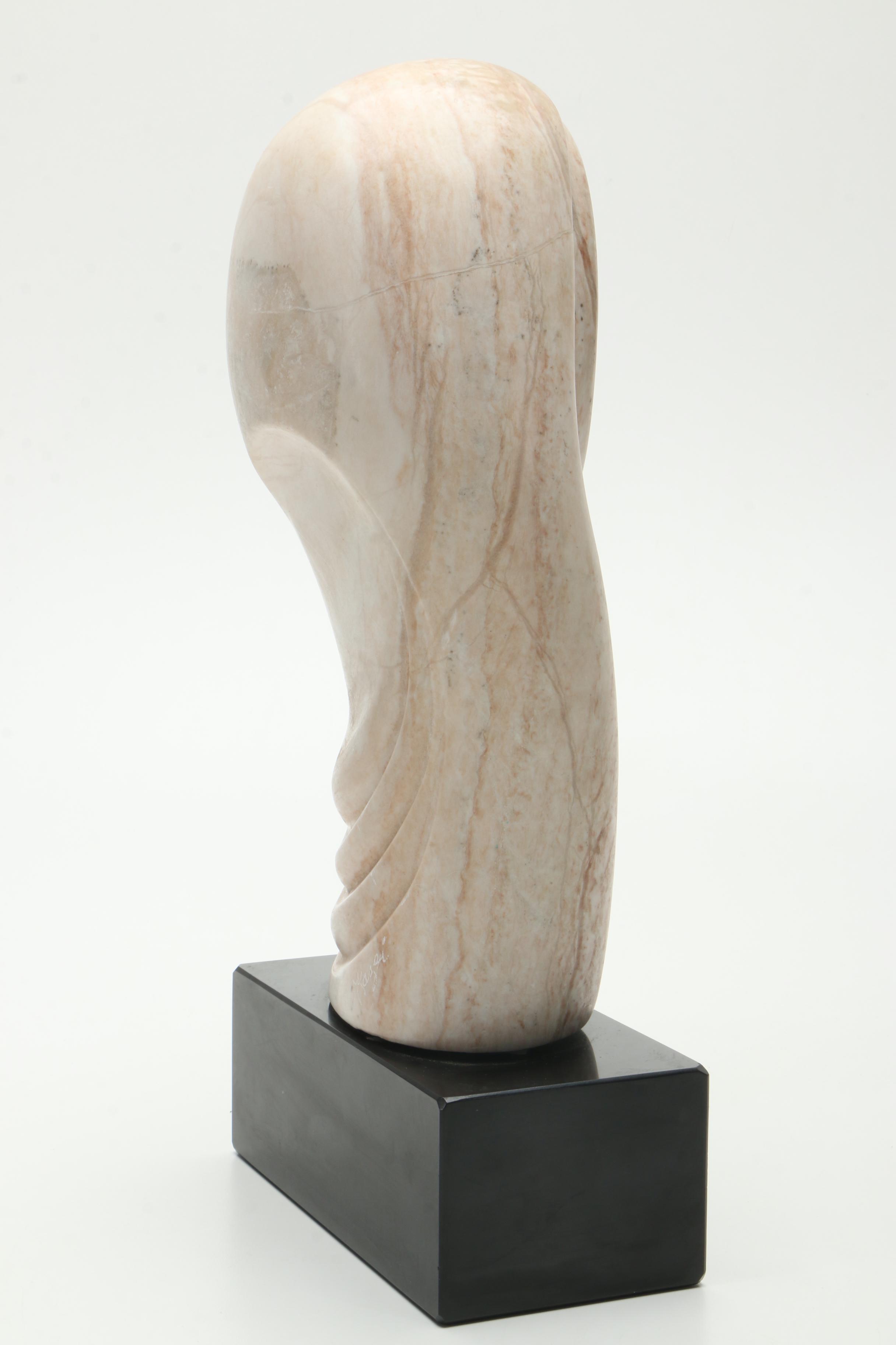 Pink Marble Statue of Abstract Bust