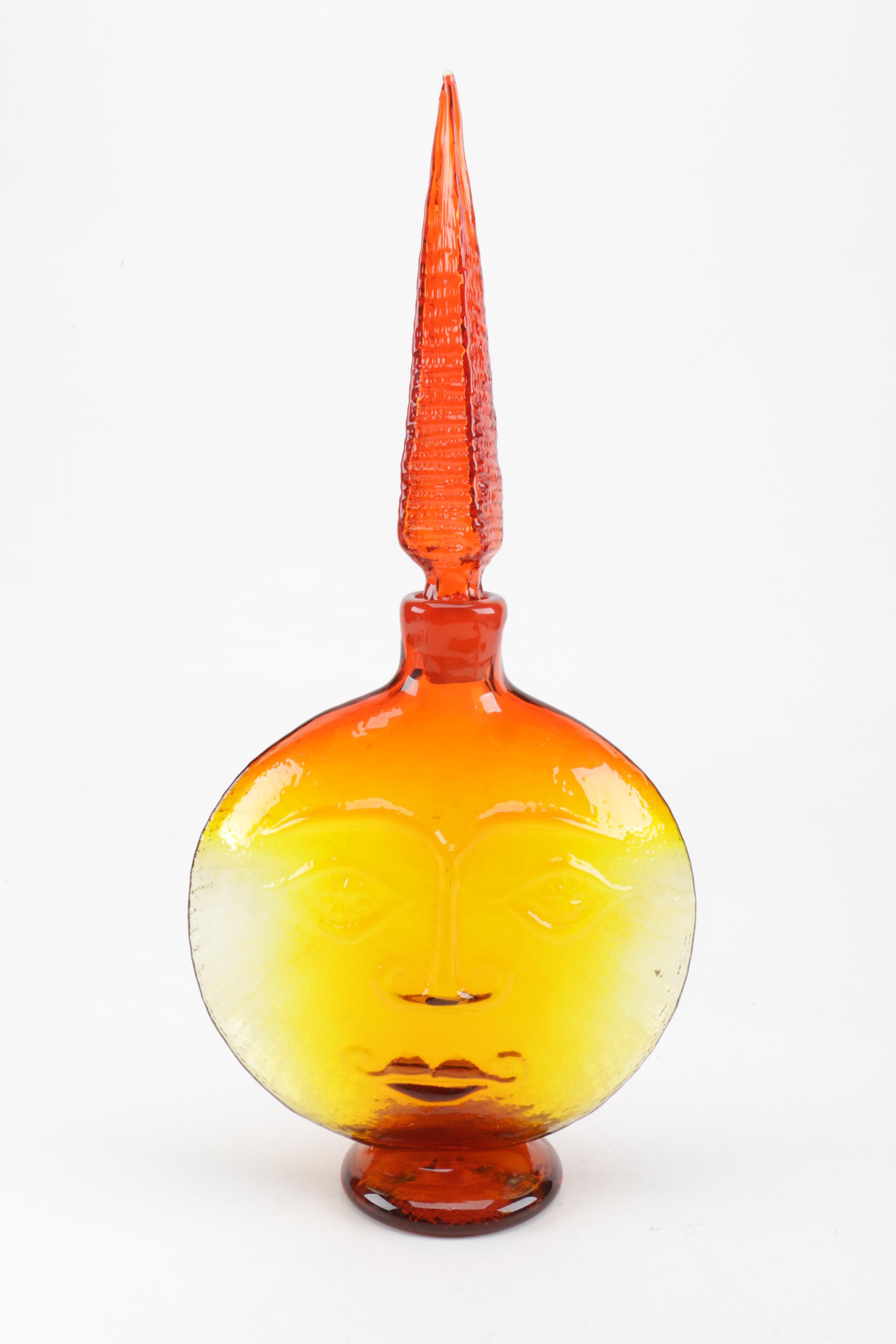 Two Art Glass Vessels, including Blenko "Tangerine Sun" Bottle