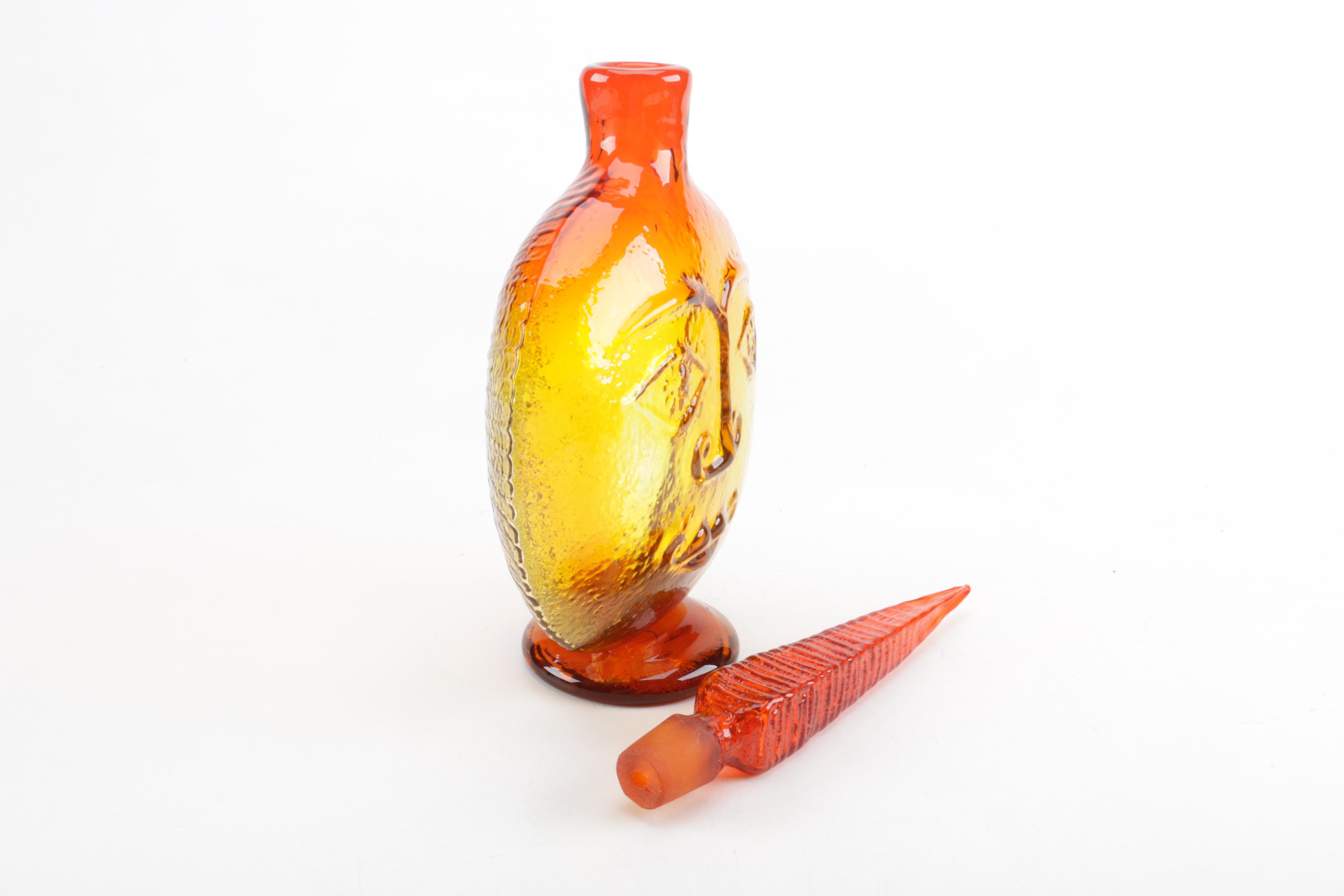 Two Art Glass Vessels, including Blenko "Tangerine Sun" Bottle