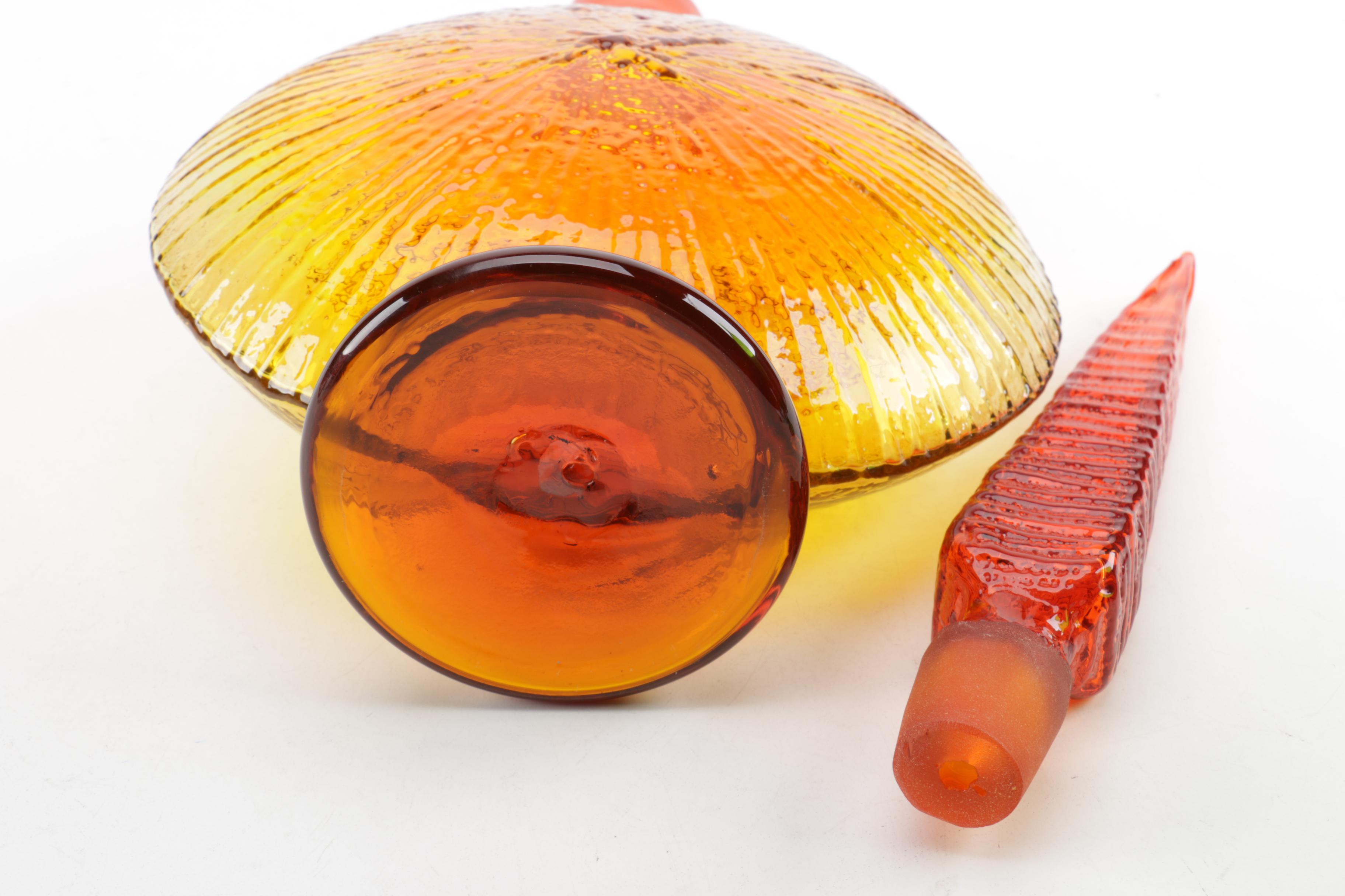 Two Art Glass Vessels, including Blenko "Tangerine Sun" Bottle