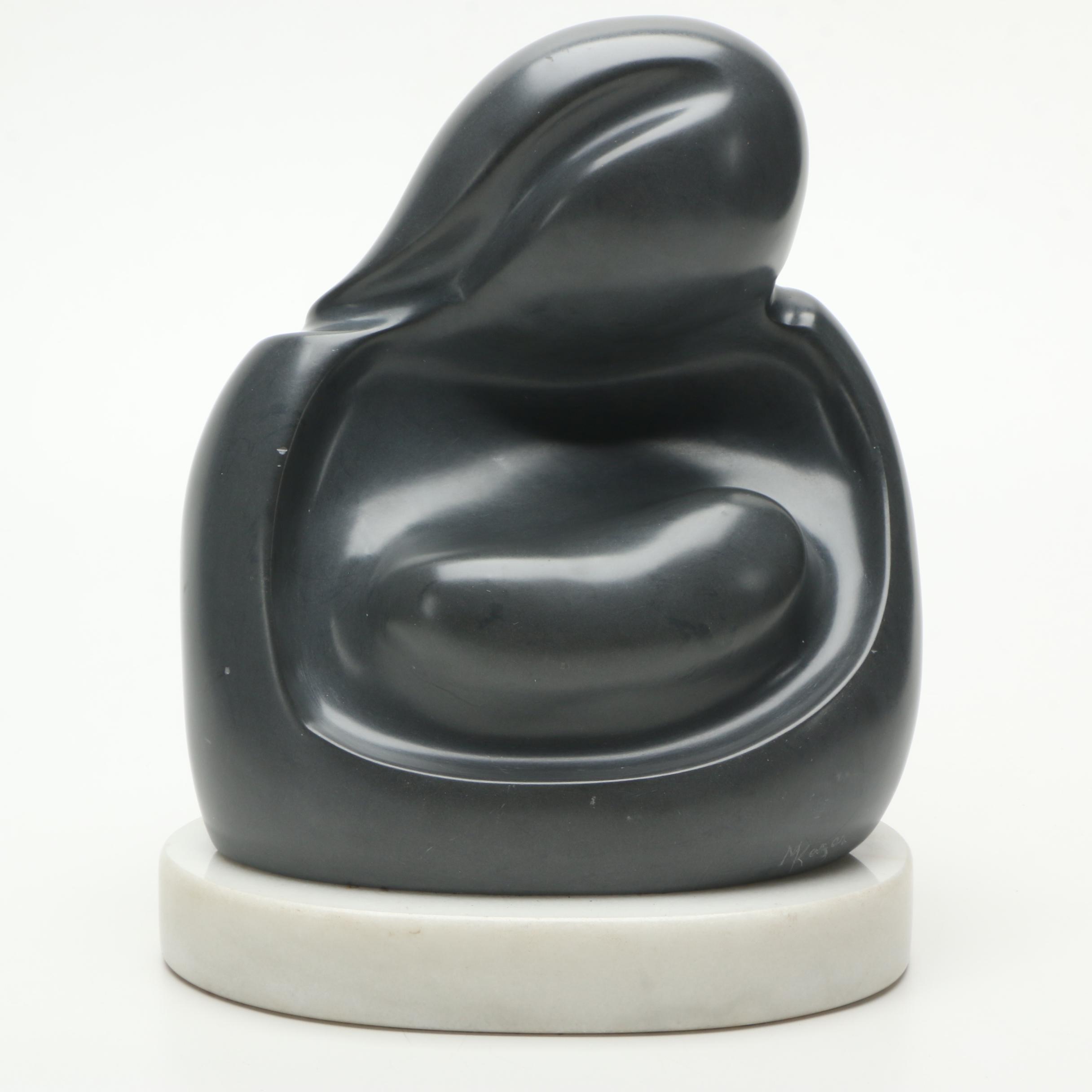 Argillite Sculpture of Abstract Mother and Infant