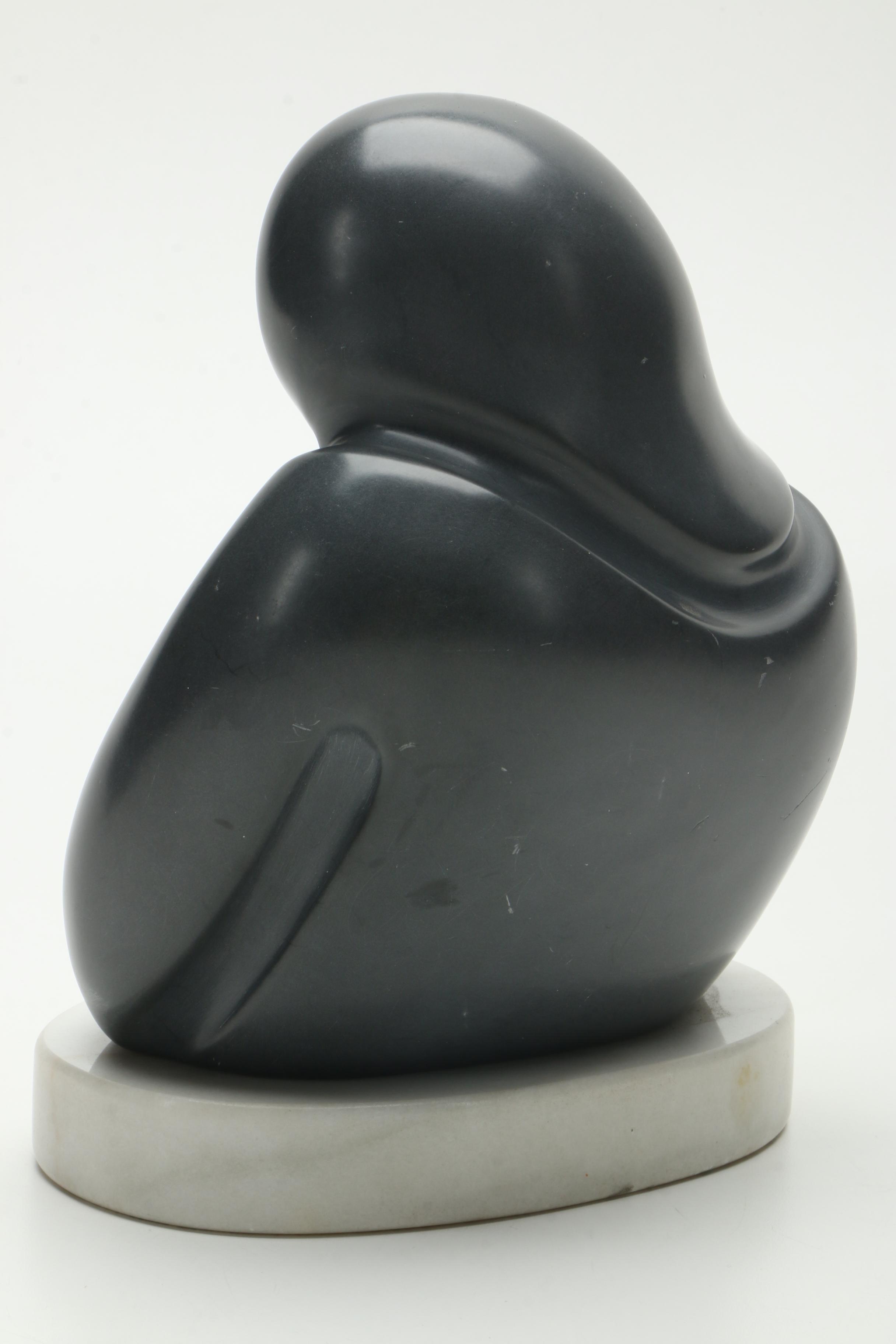 Argillite Sculpture of Abstract Mother and Infant