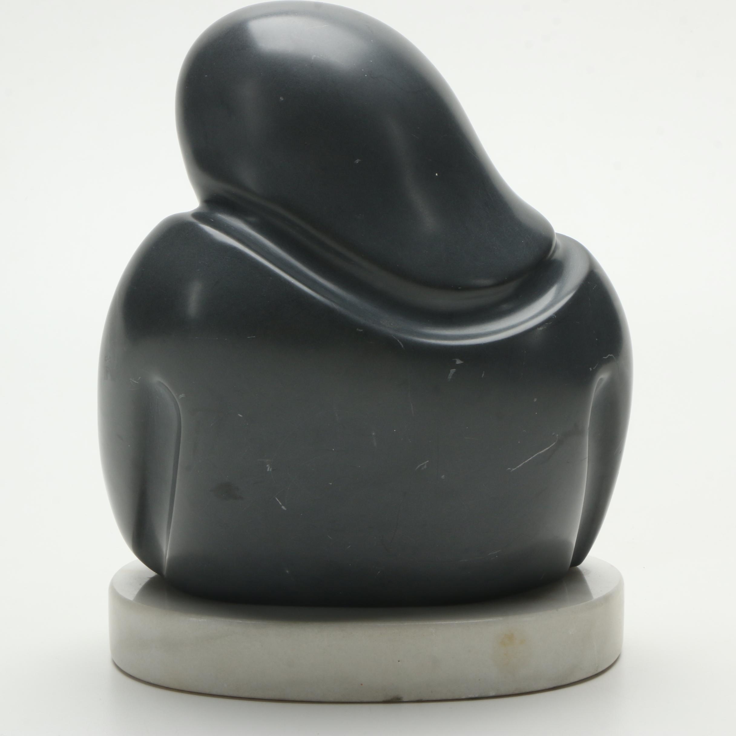 Argillite Sculpture of Abstract Mother and Infant