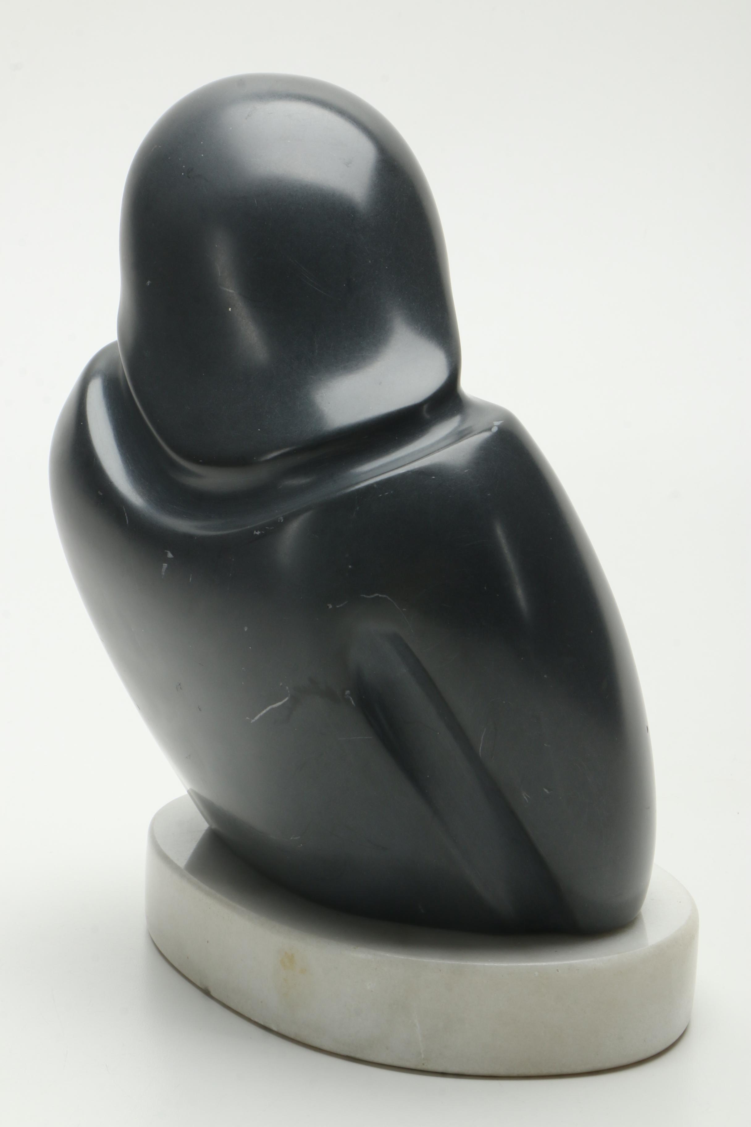 Argillite Sculpture of Abstract Mother and Infant