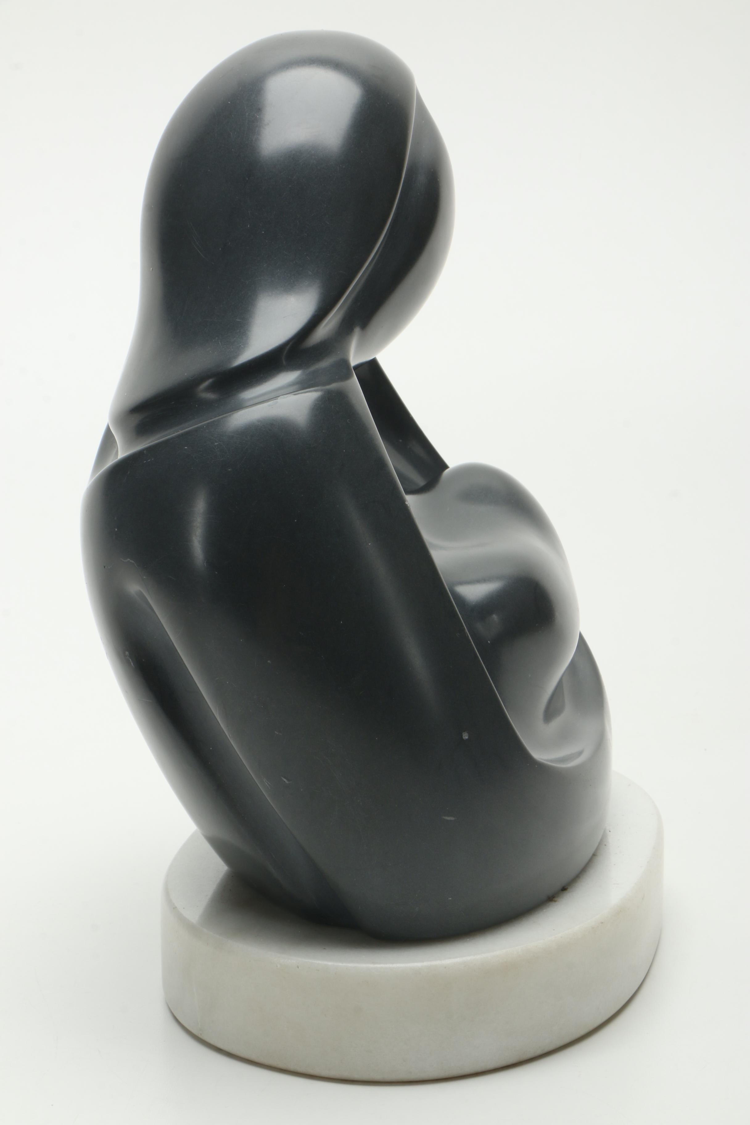 Argillite Sculpture of Abstract Mother and Infant