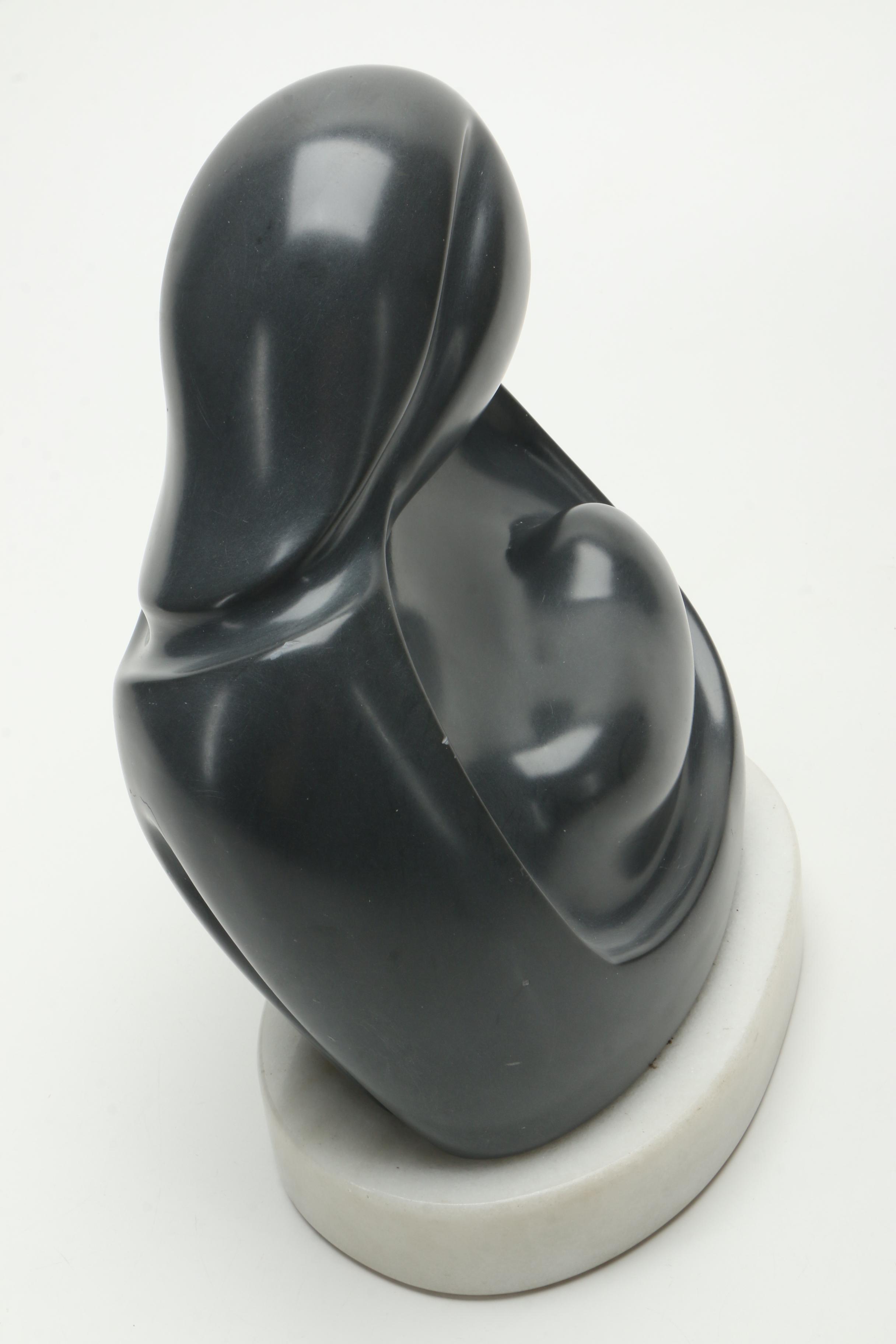 Argillite Sculpture of Abstract Mother and Infant