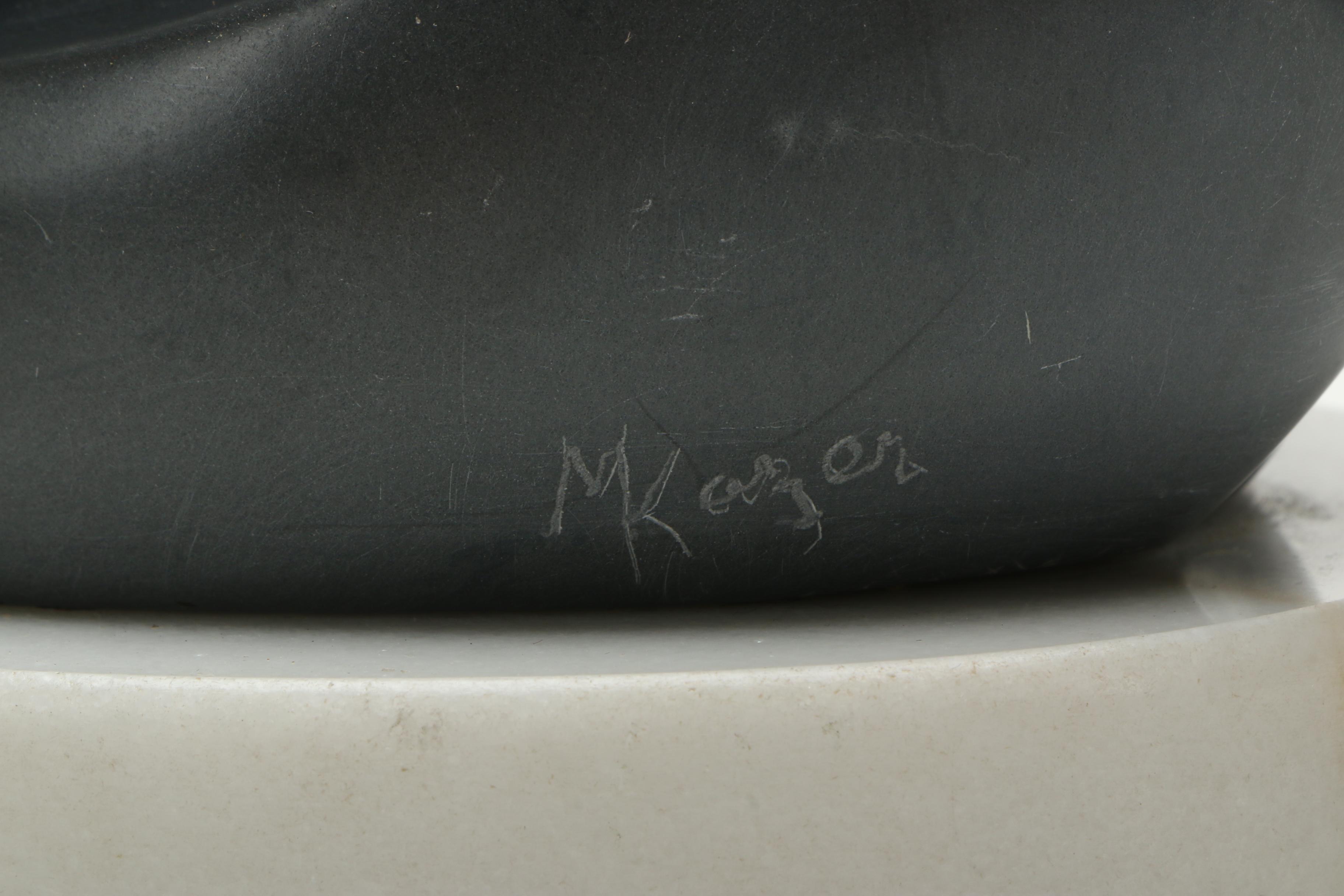 Argillite Sculpture of Abstract Mother and Infant