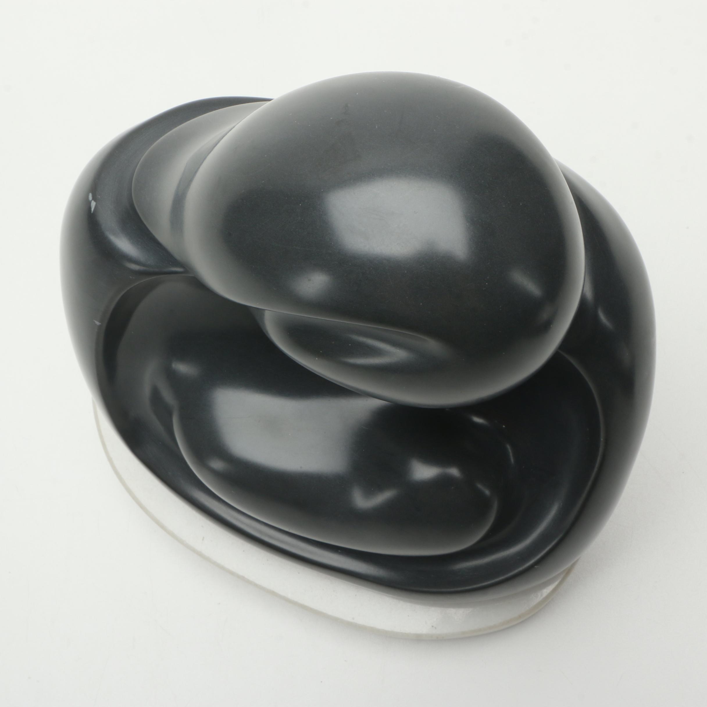 Argillite Sculpture of Abstract Mother and Infant