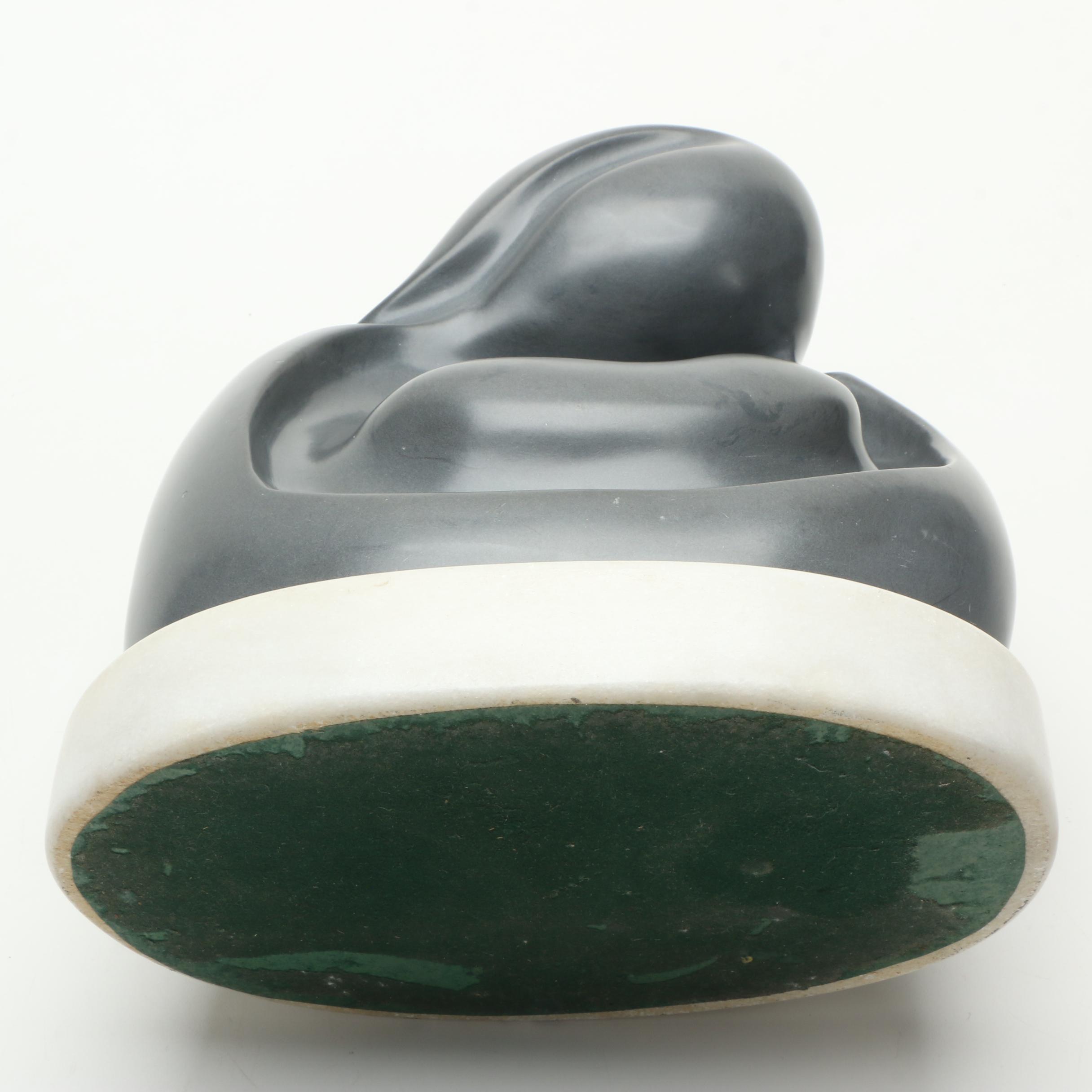 Argillite Sculpture of Abstract Mother and Infant