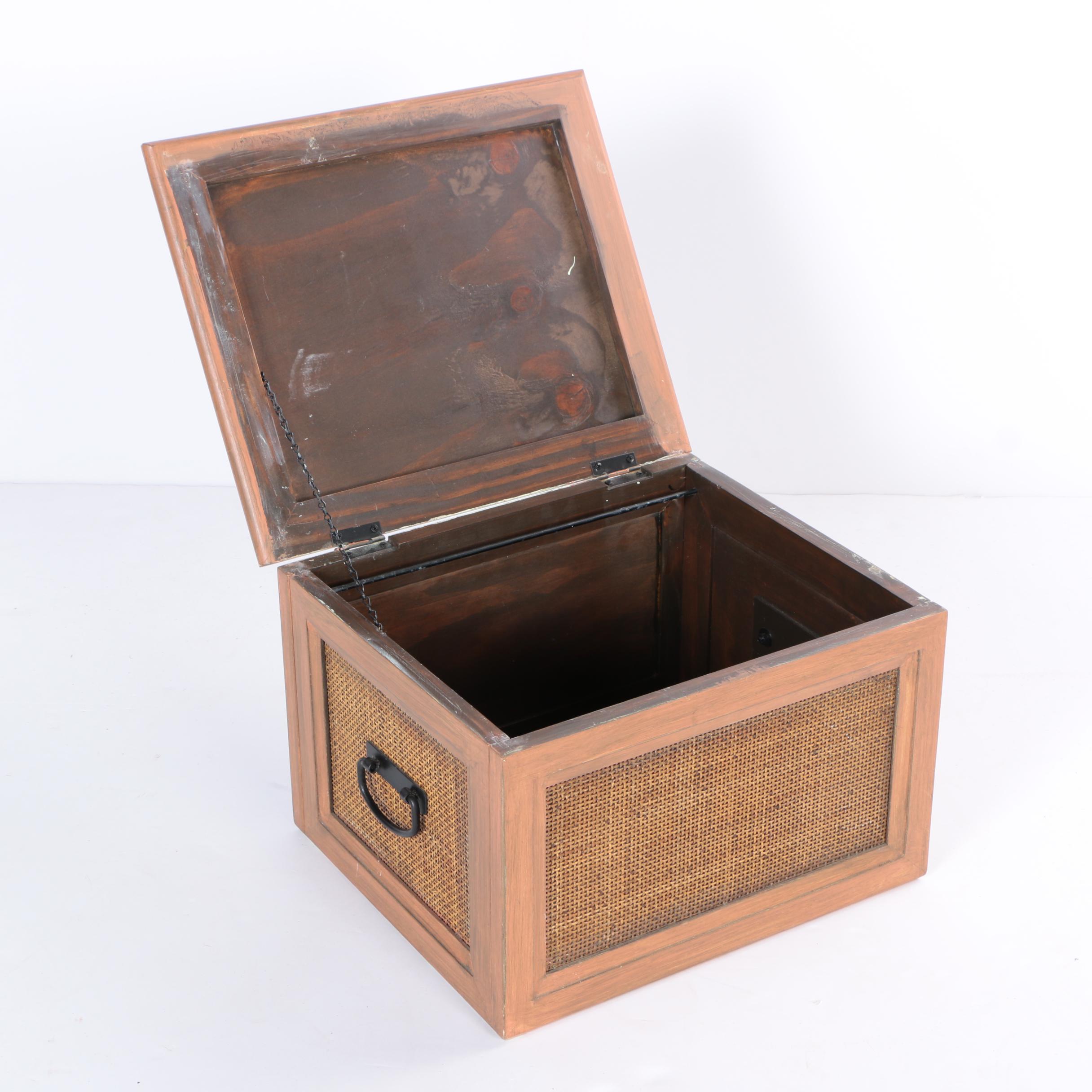 Wooden and Rattan Storage Box