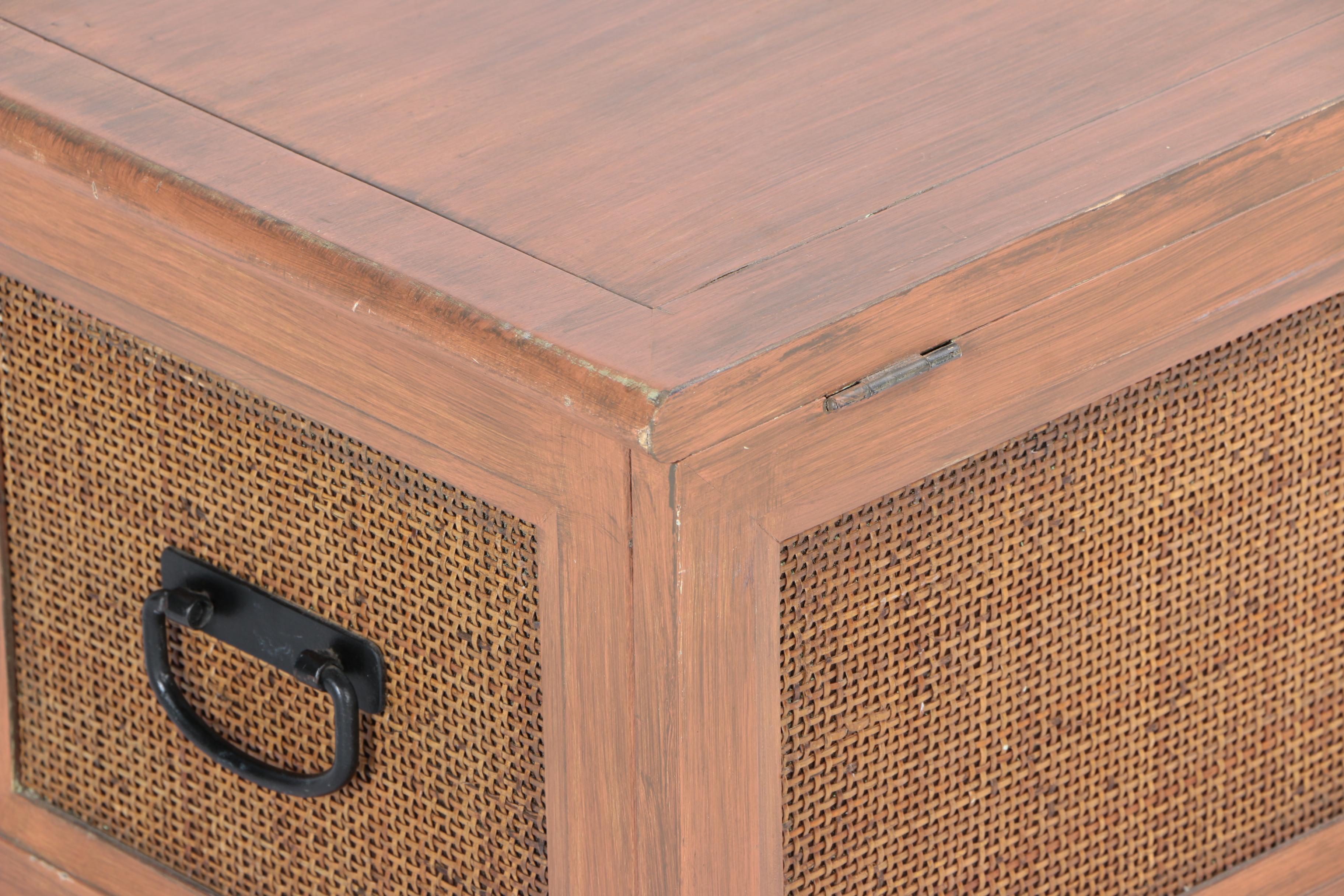 Wooden and Rattan Storage Box