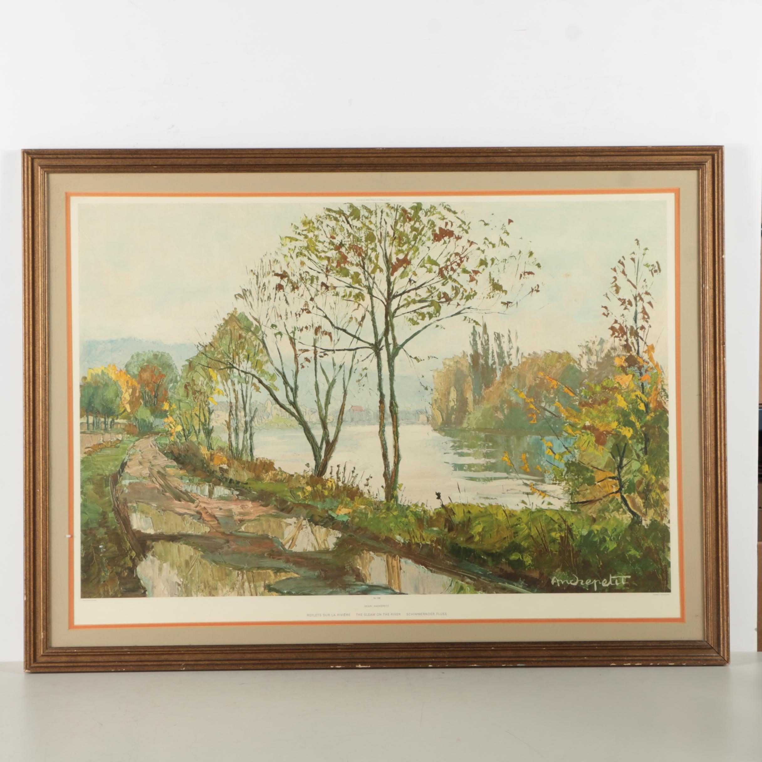 Offset Lithograph After Henri Andrepetit "The Gleam on the River"