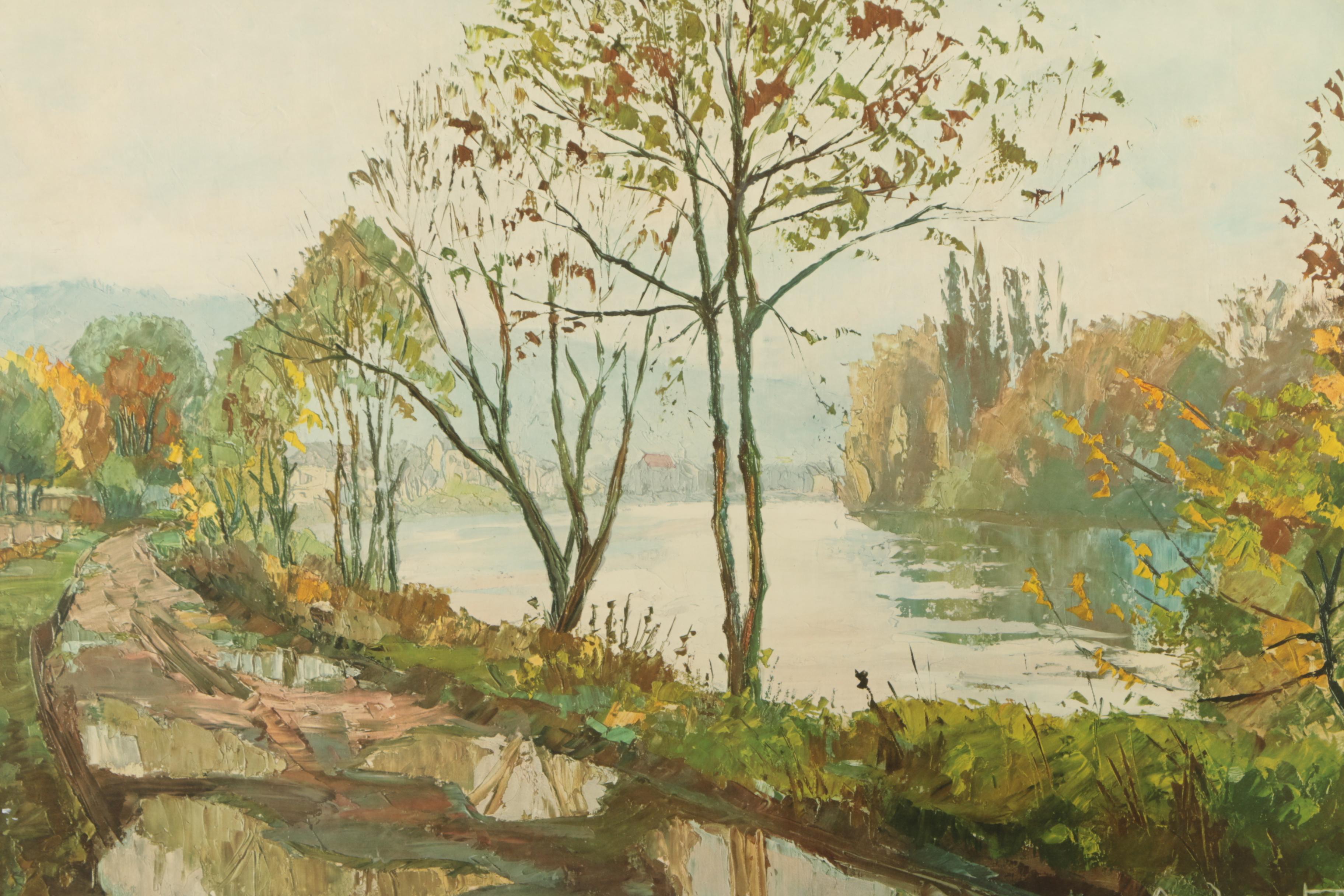 Offset Lithograph After Henri Andrepetit "The Gleam on the River"