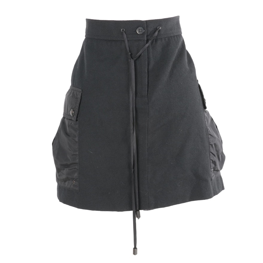 Burberry Wool Blend Sporty Drawstring Skirt