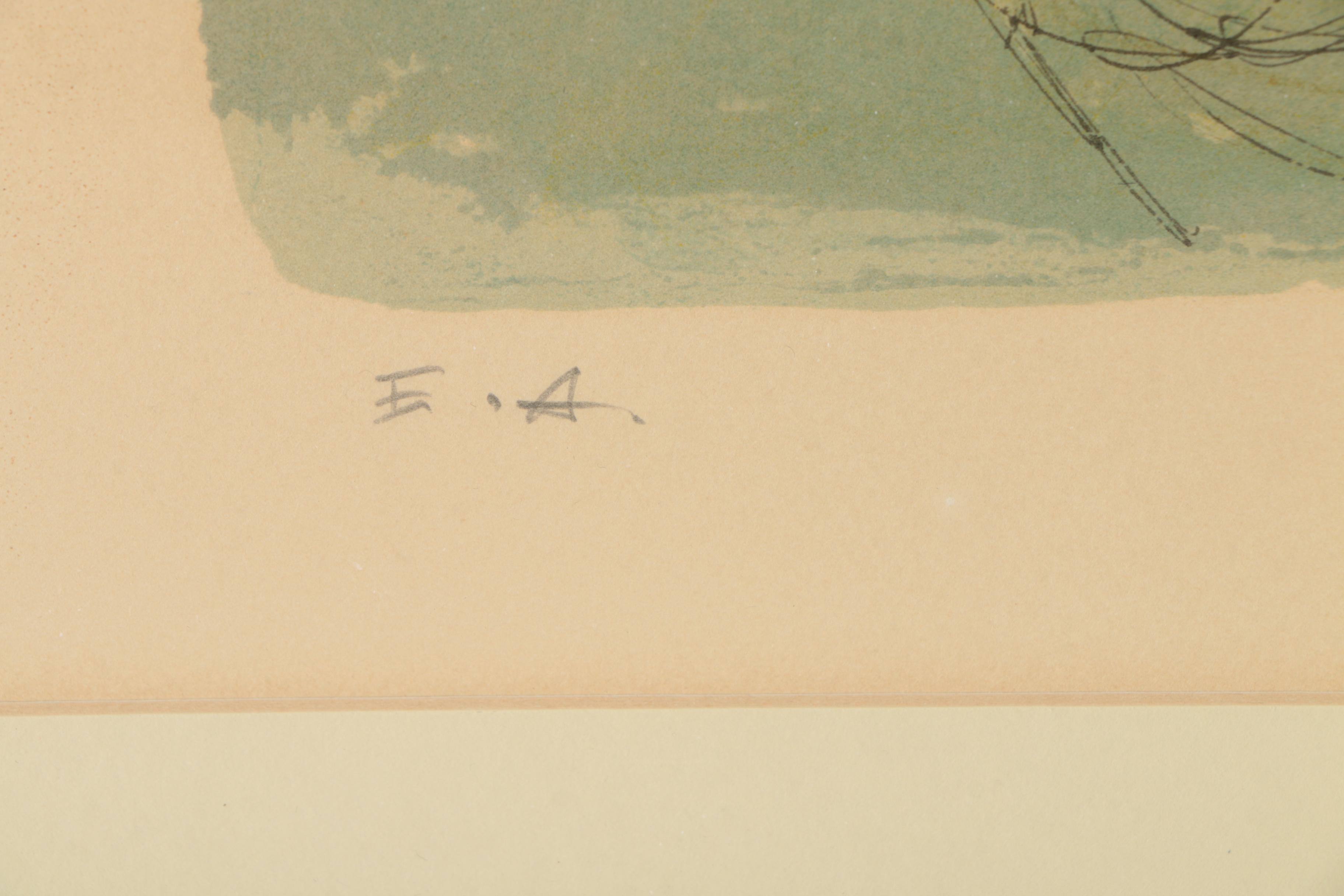 Madeline Scellia Artist Proof Hand Colored Lithograph of Women