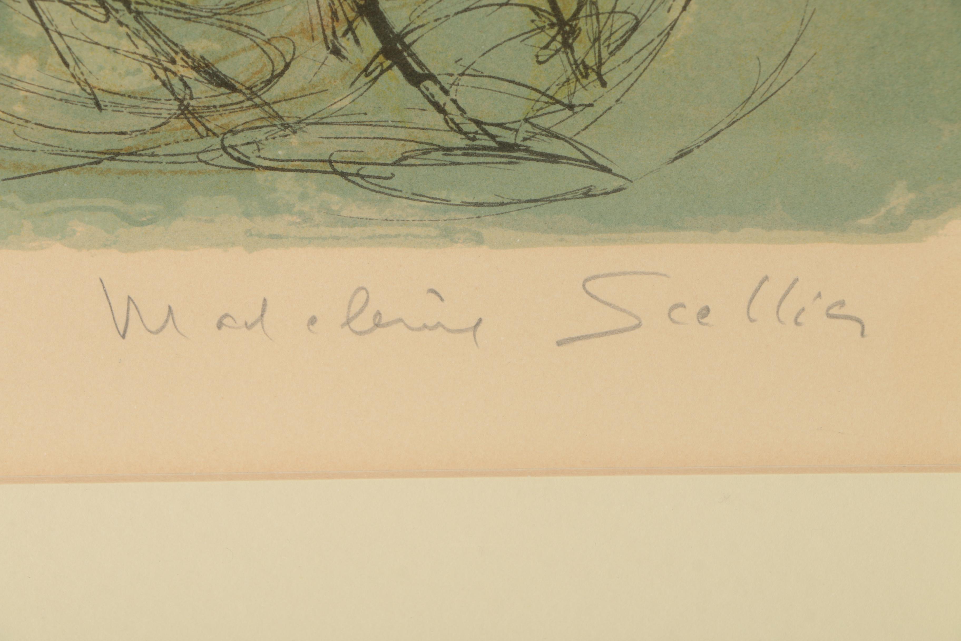 Madeline Scellia Artist Proof Hand Colored Lithograph of Women