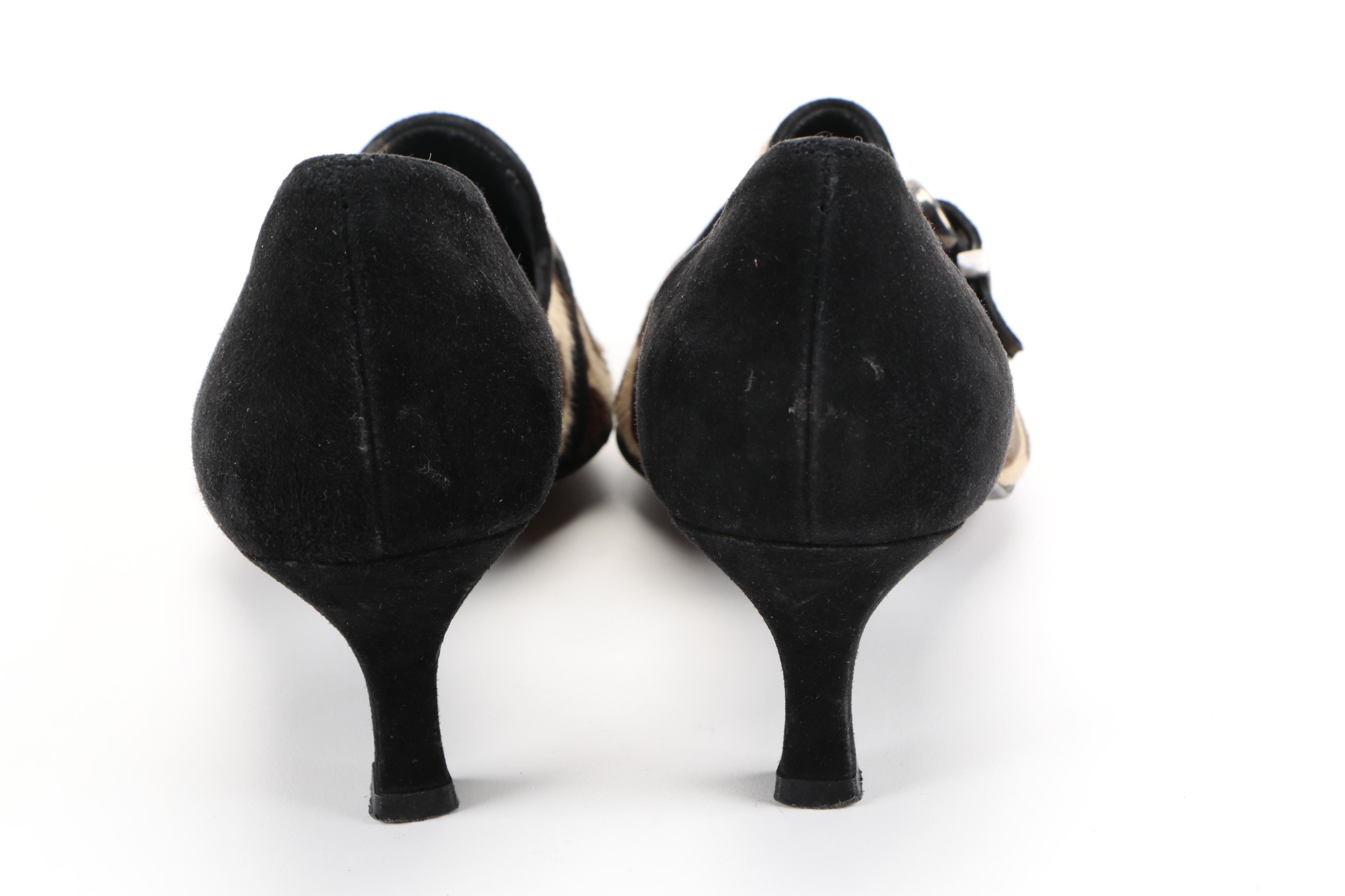 Stuart Weitzman Suede and Pony Hair Pumps