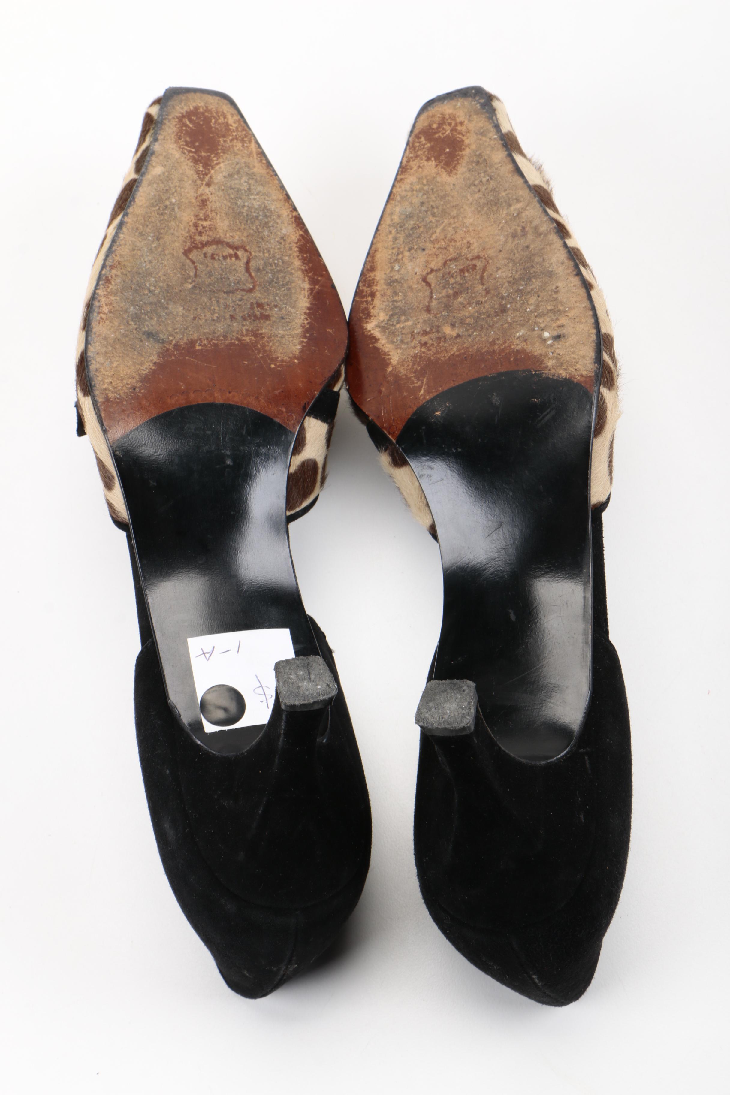 Stuart Weitzman Suede and Pony Hair Pumps