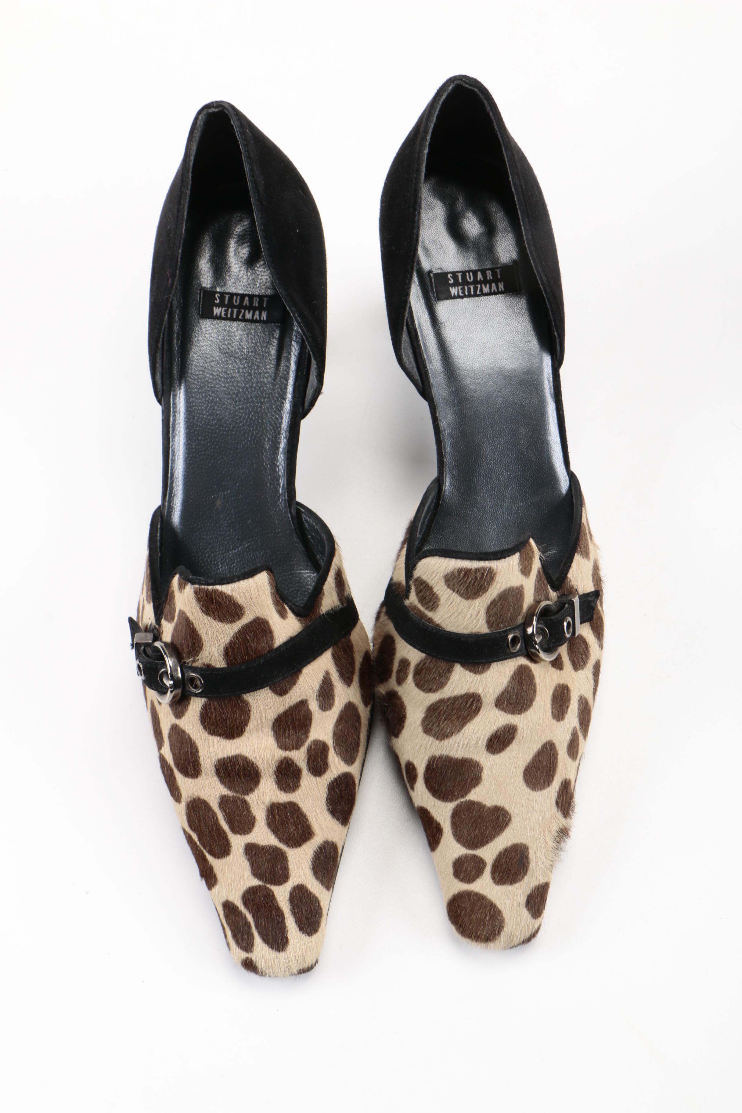 Stuart Weitzman Suede and Pony Hair Pumps