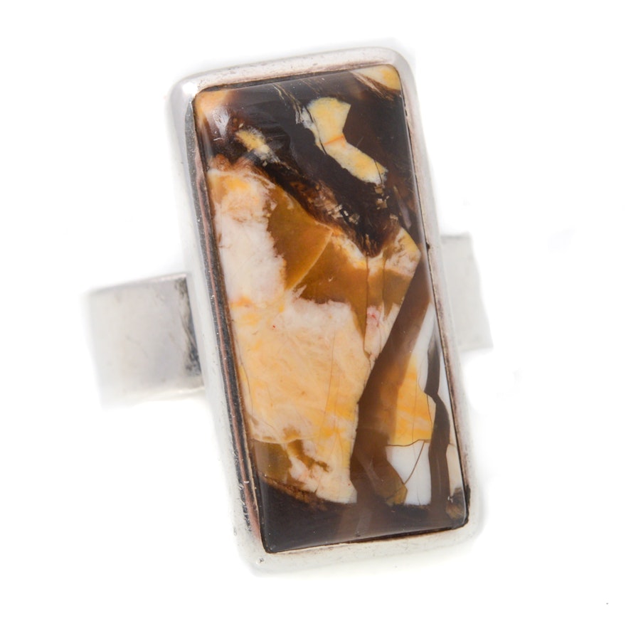Sterling Silver and Natural Agate Ring