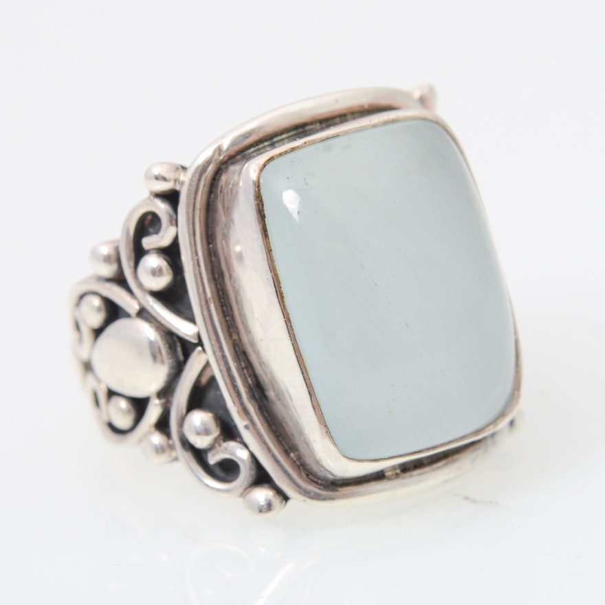 Sterling Silver and Glass Ring