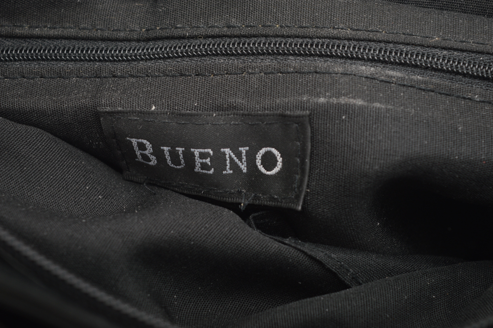 Bueno Black Disc Medallion Handbag with Black Wooden Beads