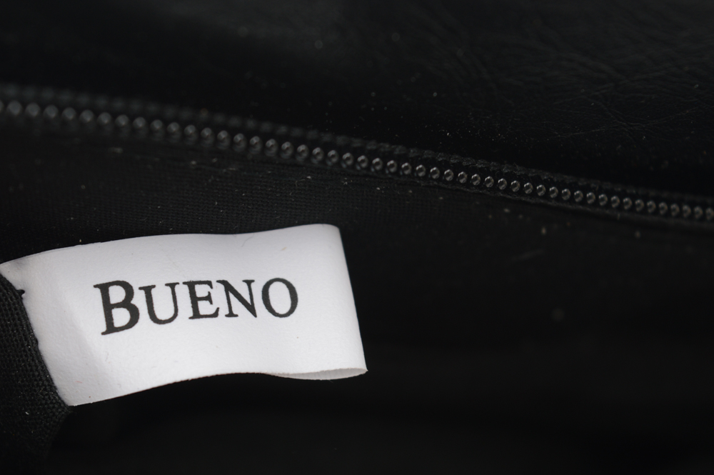 Bueno Black Disc Medallion Handbag with Black Wooden Beads