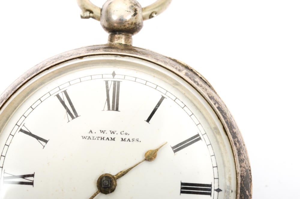 Antique Sterling Silver A.W.W. Co. Pocket Watch