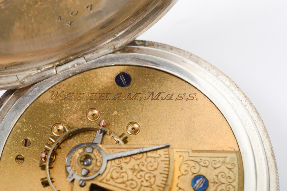 Antique Sterling Silver A.W.W. Co. Pocket Watch