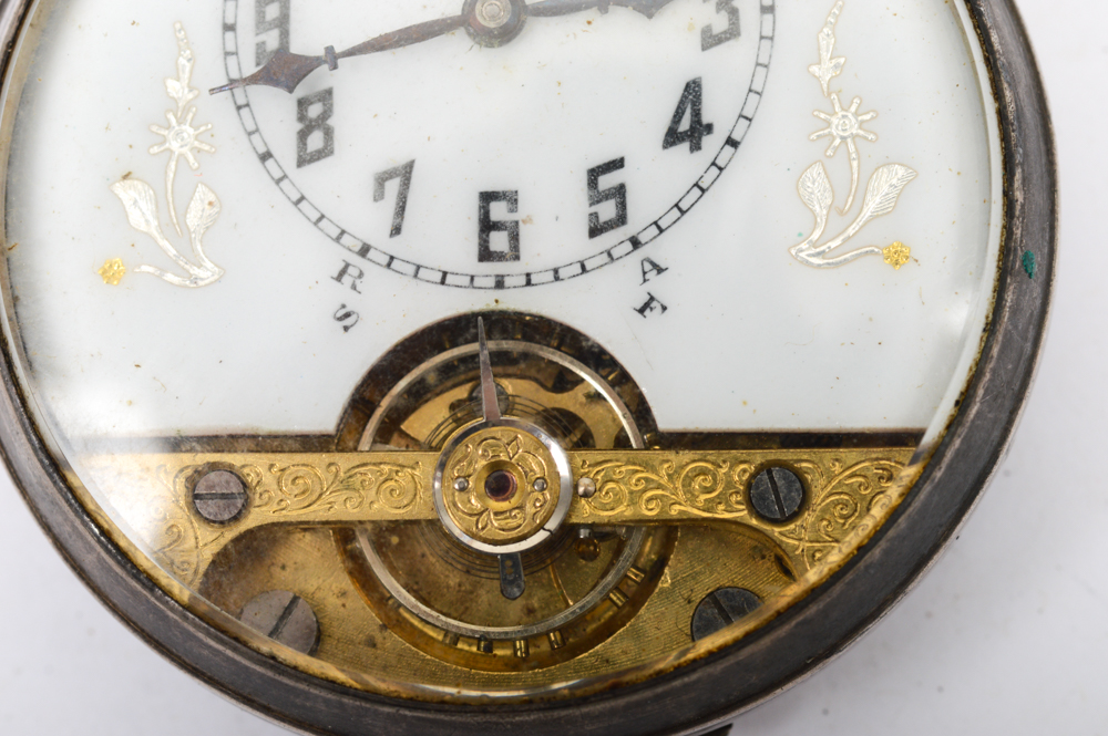 Hebdomas Sterling Silver Open Face Pocket Watch