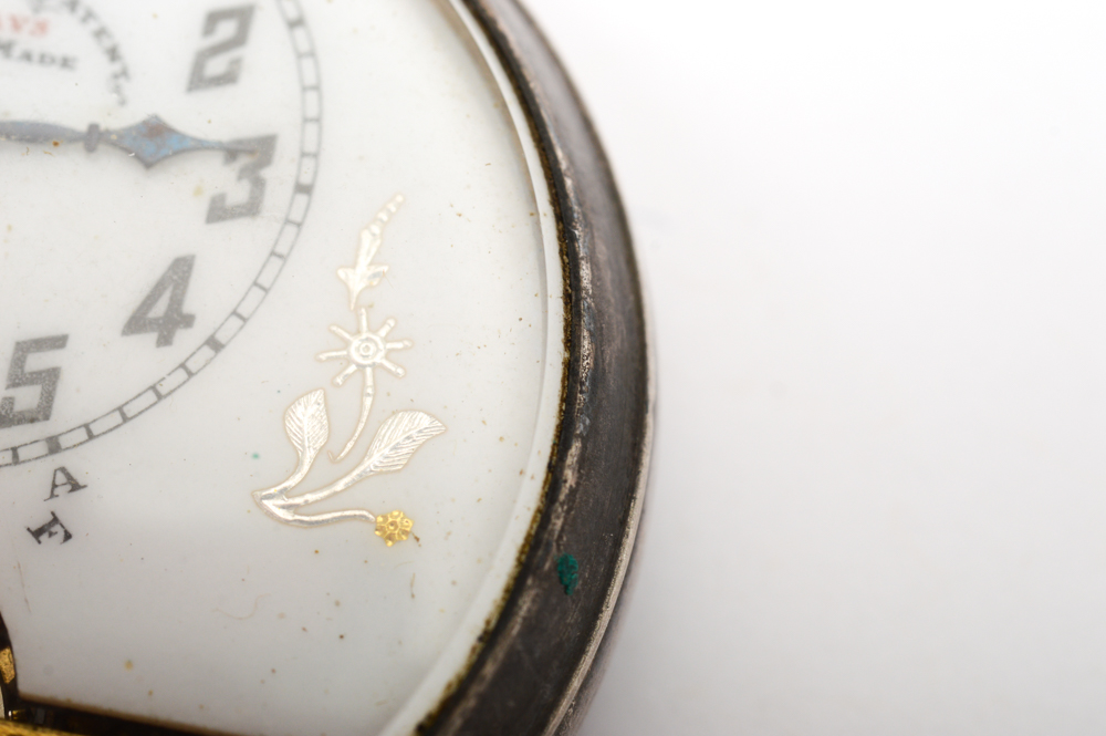 Hebdomas Sterling Silver Open Face Pocket Watch