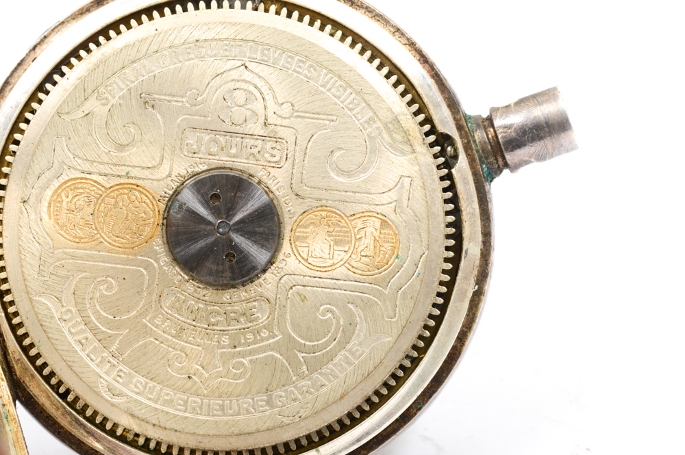 Hebdomas Sterling Silver Open Face Pocket Watch