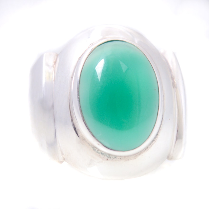 Sterling Silver and Glass Ring