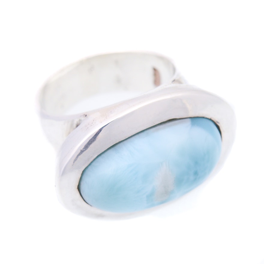 Sterling Silver and Larimar Ring