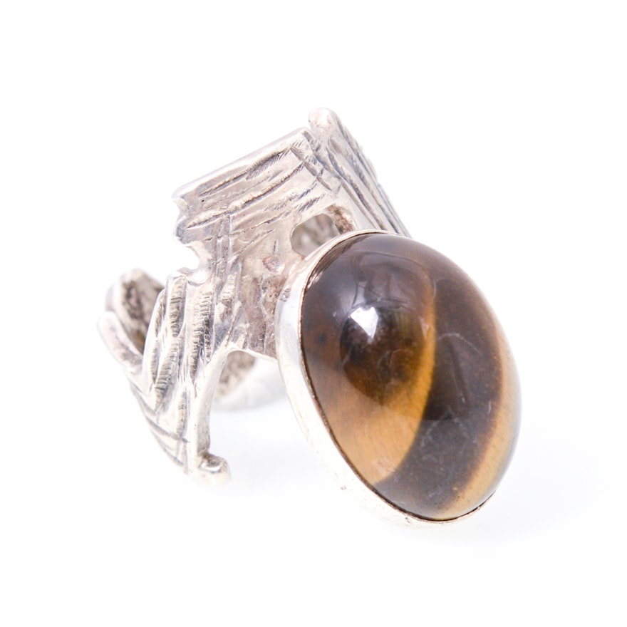 Sterling Silver and Natural Tiger's Eye Ring