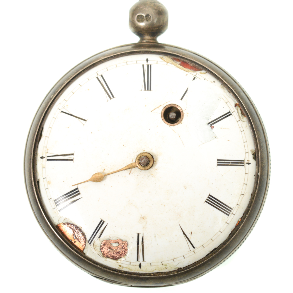 Antique English Sterling Silver Chain Drive Pocket Watch