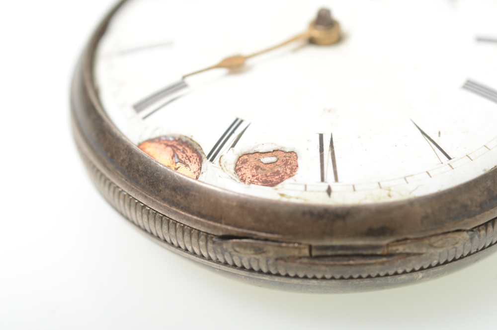Antique English Sterling Silver Chain Drive Pocket Watch