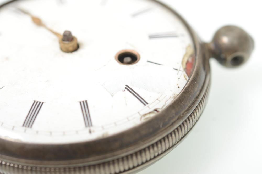 Antique English Sterling Silver Chain Drive Pocket Watch